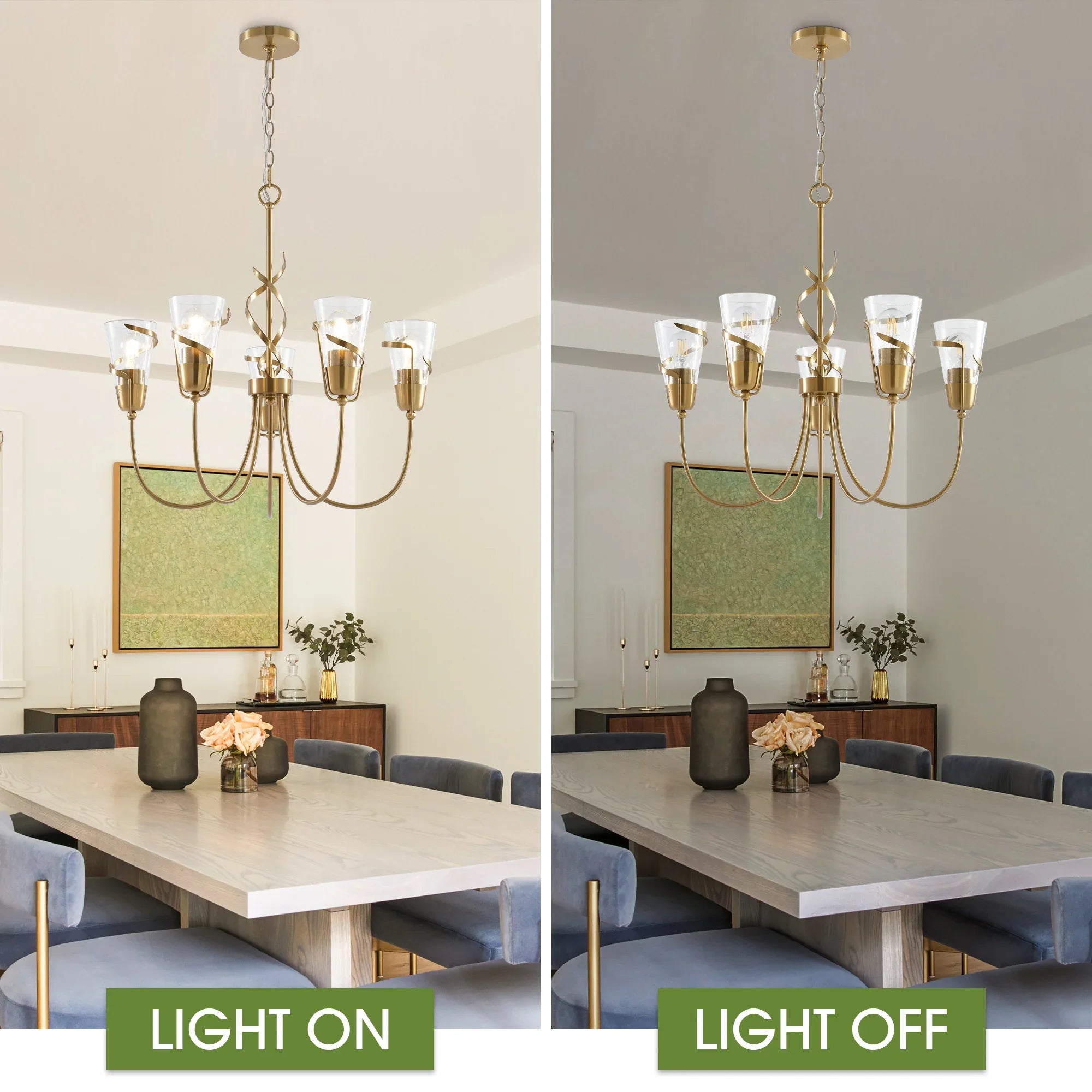 26 Inch Uriah 5-Light Golden Chandelier