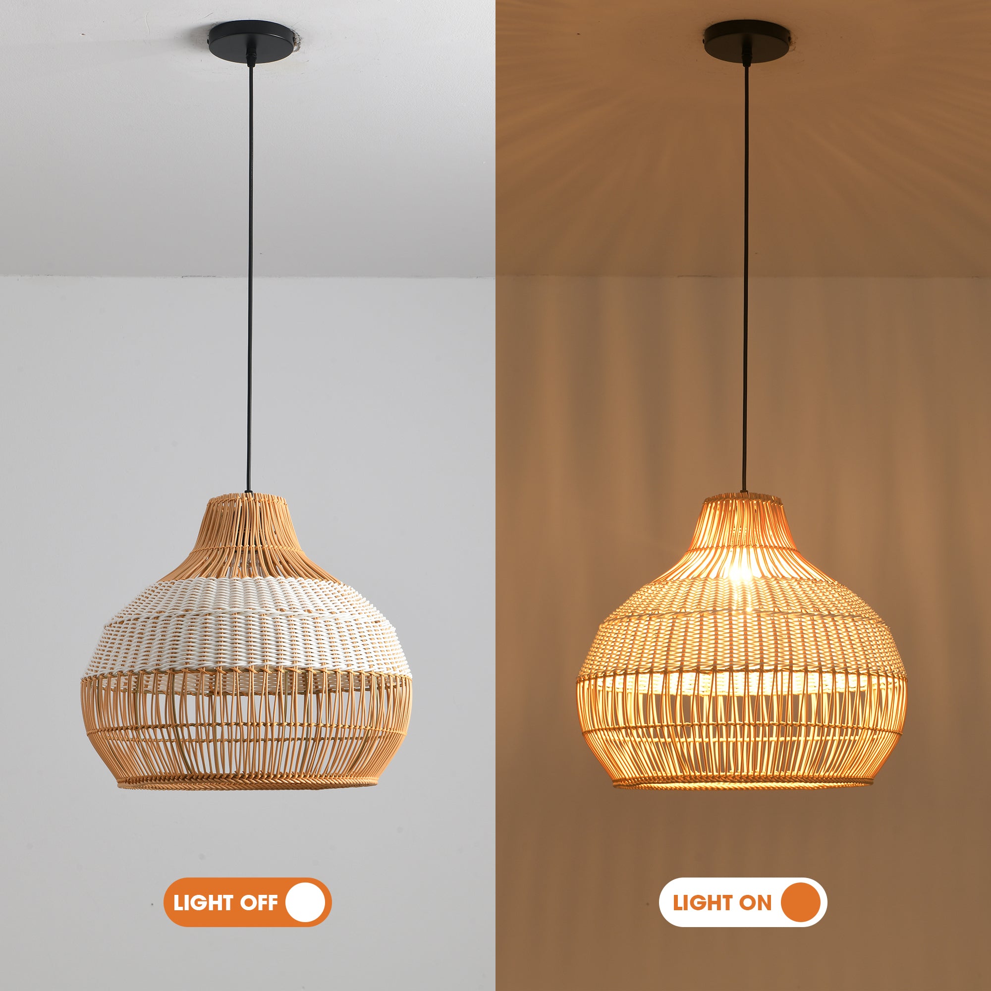 17" Yale Bohemian Handwoven Rattan Island Pendant Light