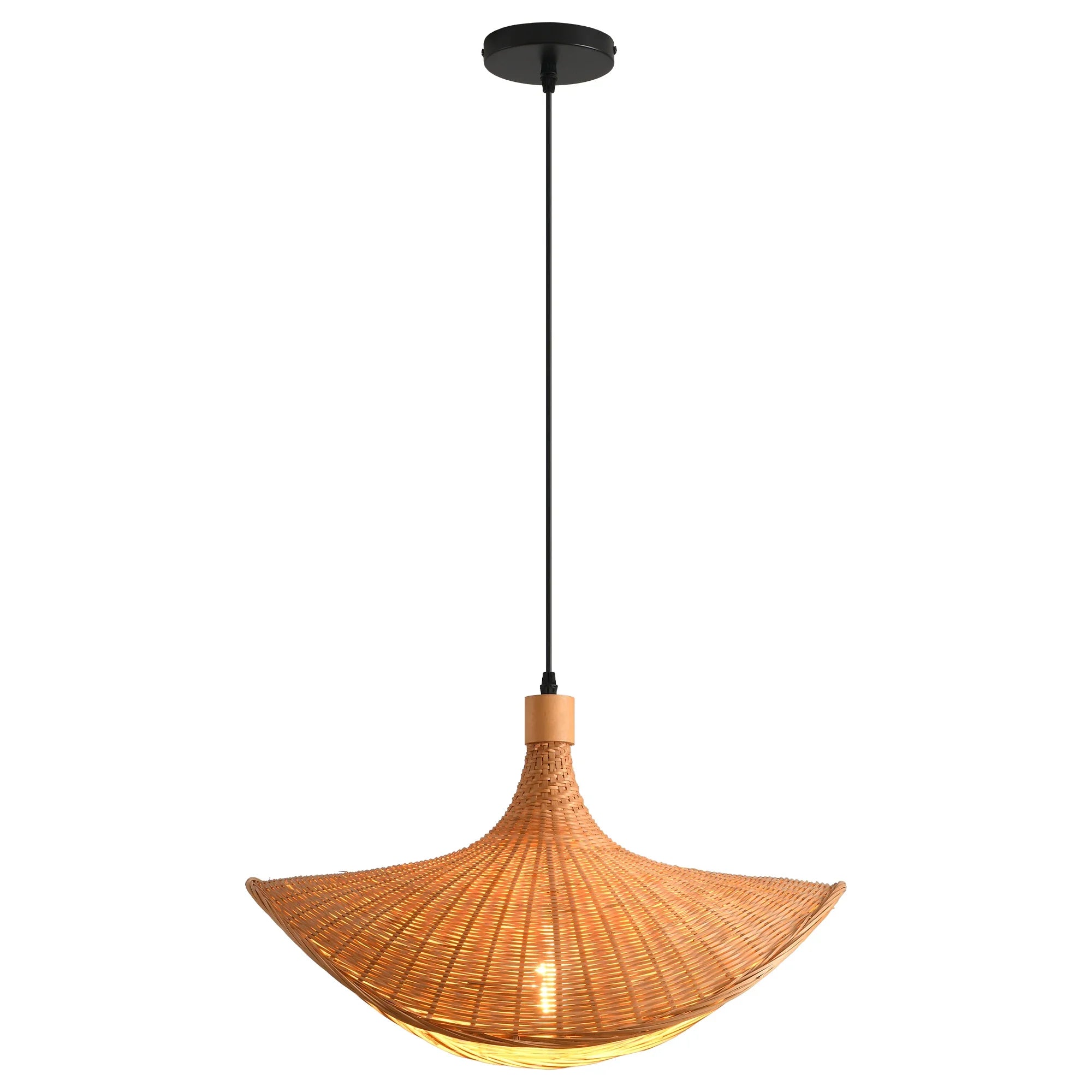20" Werner Bohemian Handwoven Bamboo Island Pendant Light