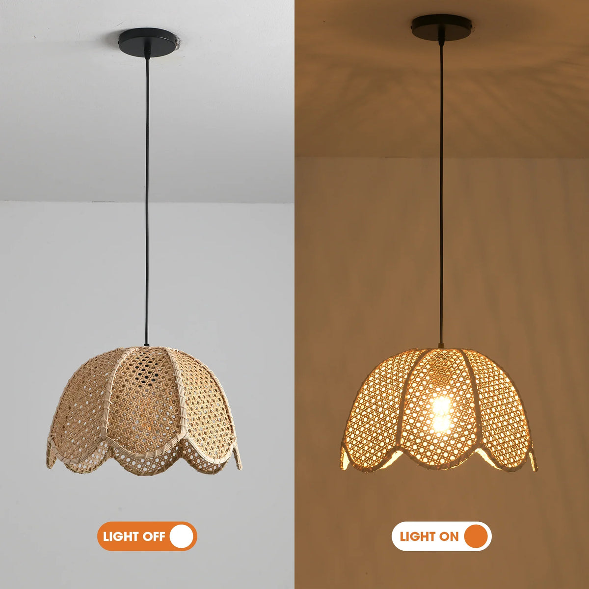 16" Verne Bohemian Handwoven Rattan Island Pendant Light