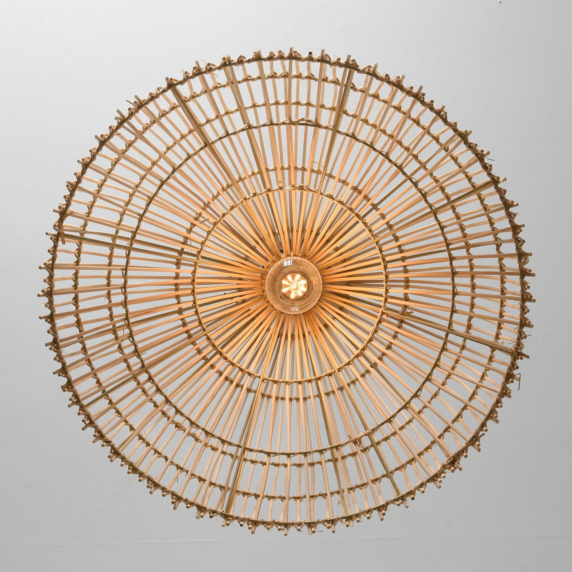 20" Ulysses Bohemian Handwoven Rattan Island Pendant Light