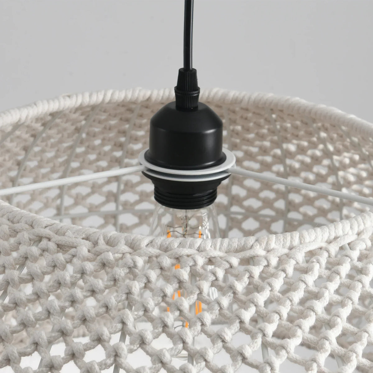 19" Tyler Bohemian Handwoven Cotton Rope Island Pendant Light