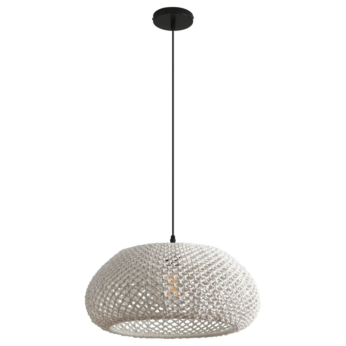 19" Tyler Bohemian Handwoven Cotton Rope Island Pendant Light