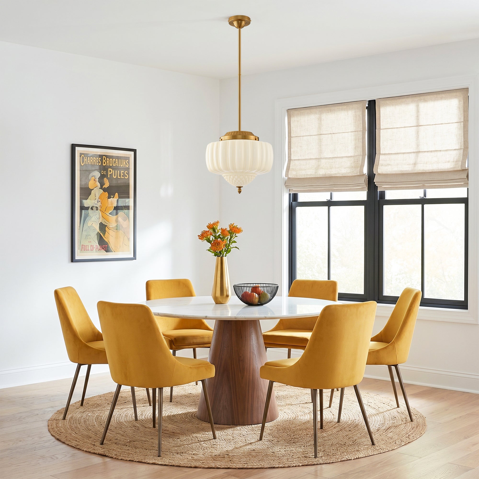 Phyllis 3-Light Gold Brass Island Pendant Light