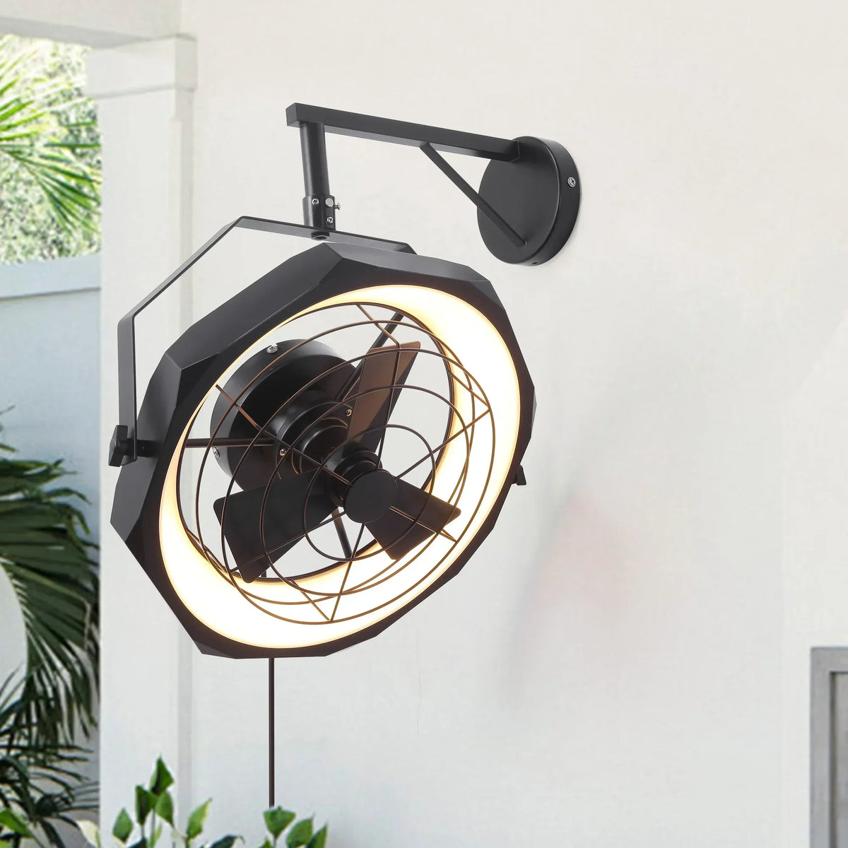 20 Inch Doris Downrod Fan Wall Mount Fan with LED Light and Remote Control