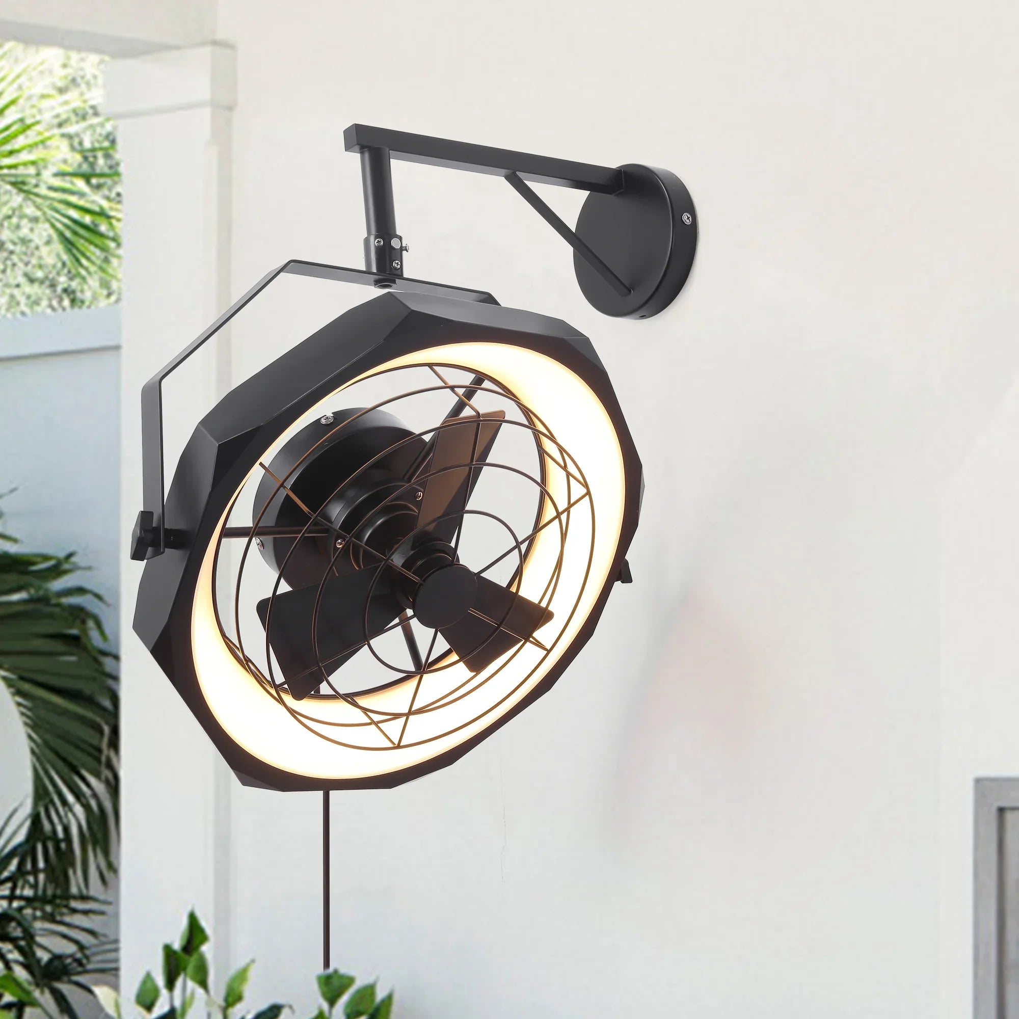 20 Inch Doris Downrod Fan Wall Mount Fan with LED Light and Remote Control