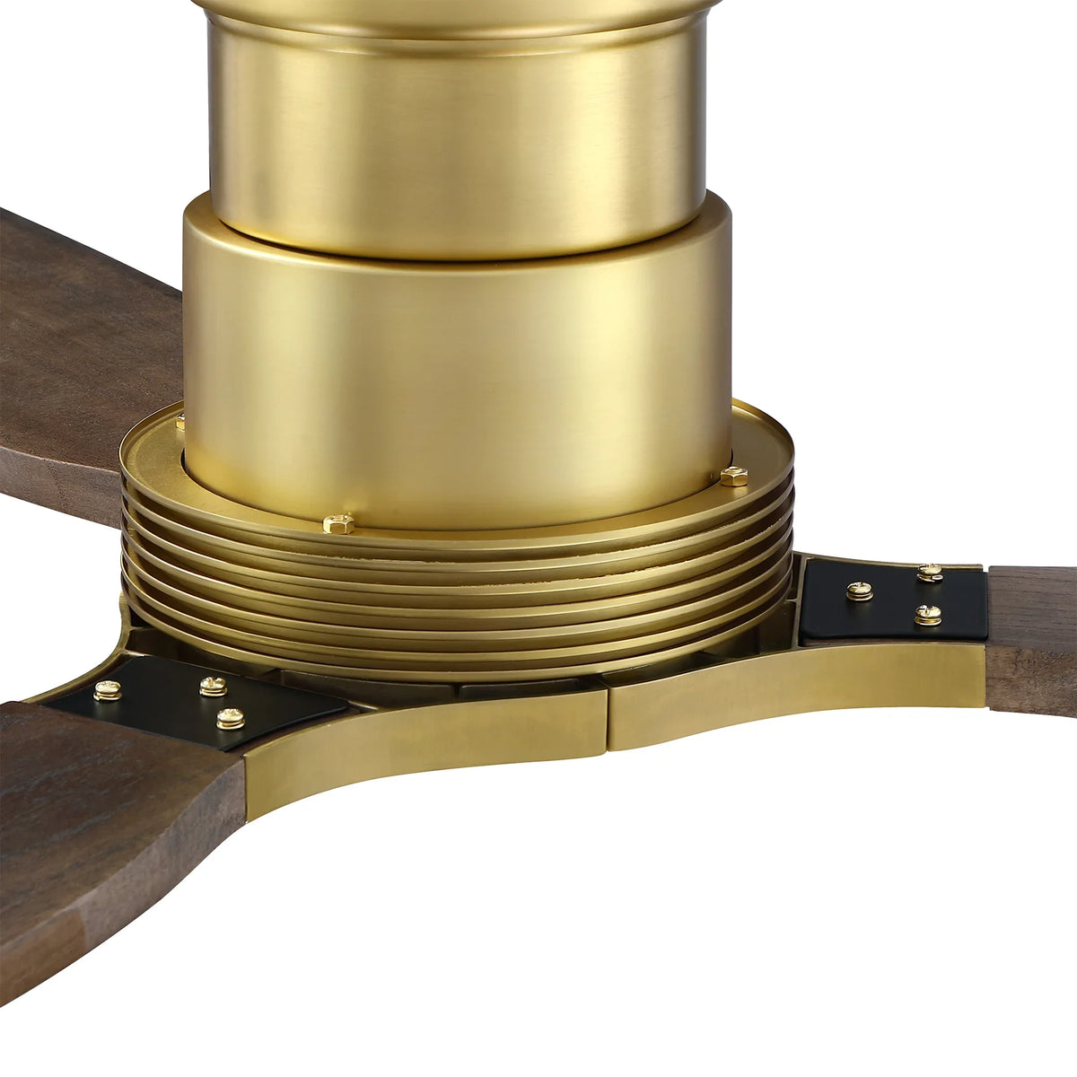56" Soft Brass Solid Wood Blades Flush Mount Ceiling Fan