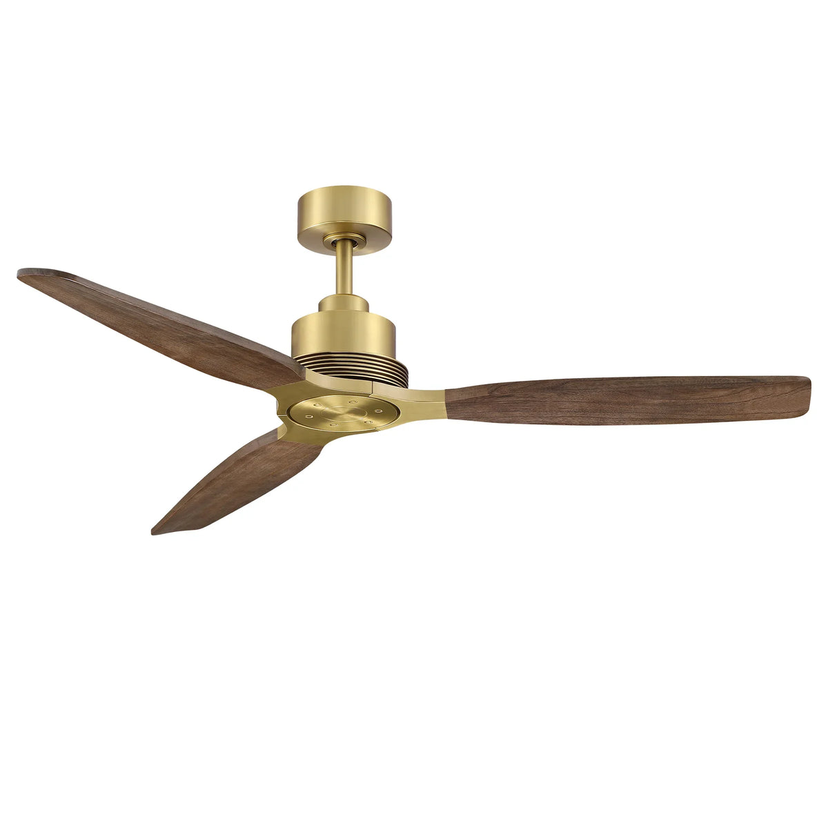 56" Soft Brass Solid Wood Blades Downrod Mount Ceiling Fan