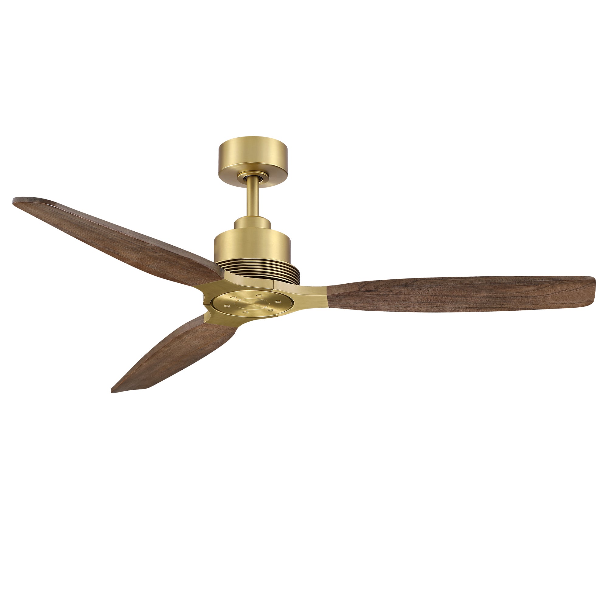 56" Soft Brass Solid Wood Blades Downrod Mount Ceiling Fan