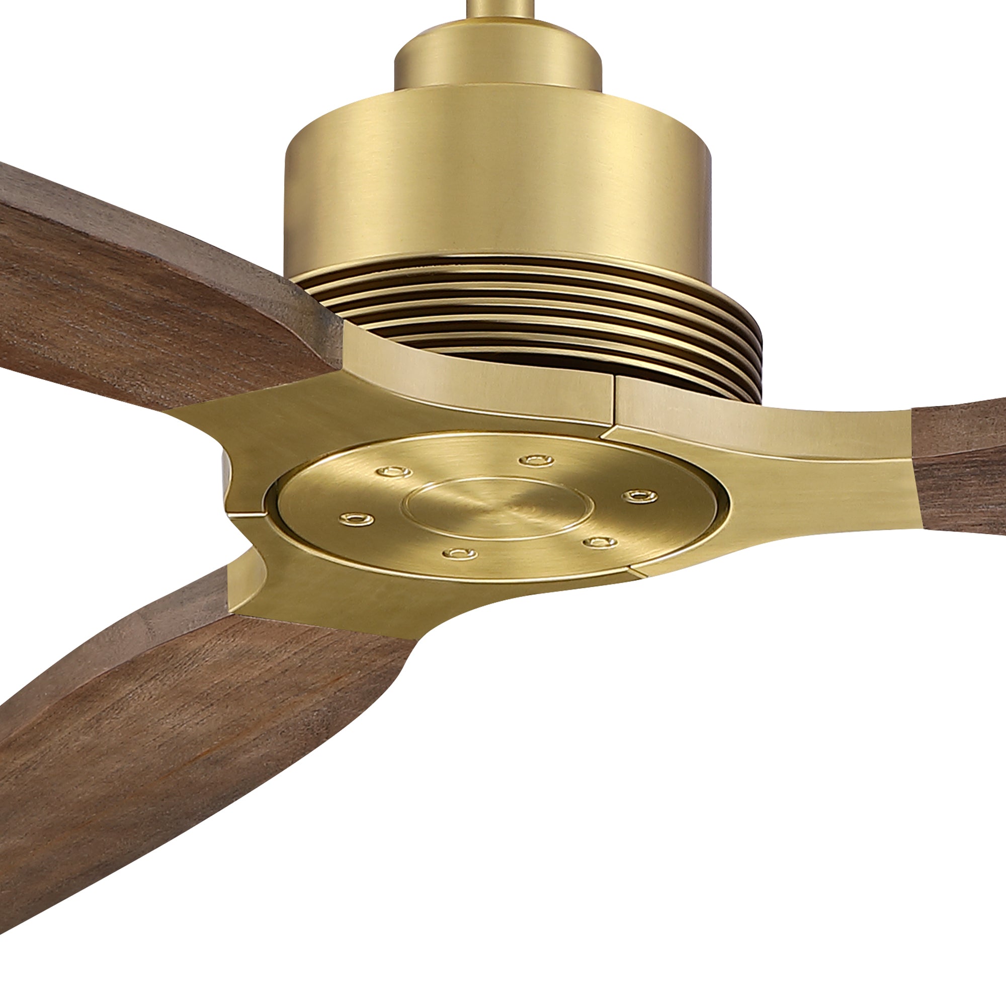 56" Soft Brass Solid Wood Blades Downrod Mount Ceiling Fan