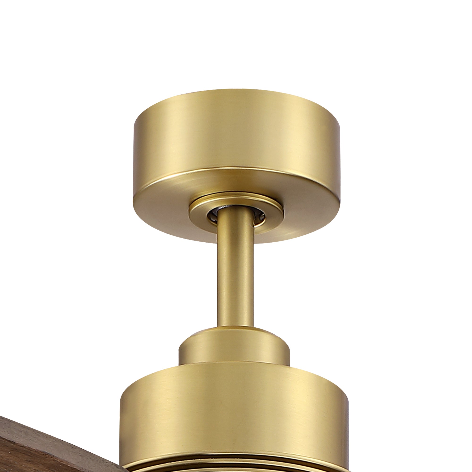 56" Soft Brass Solid Wood Blades Downrod Mount Ceiling Fan