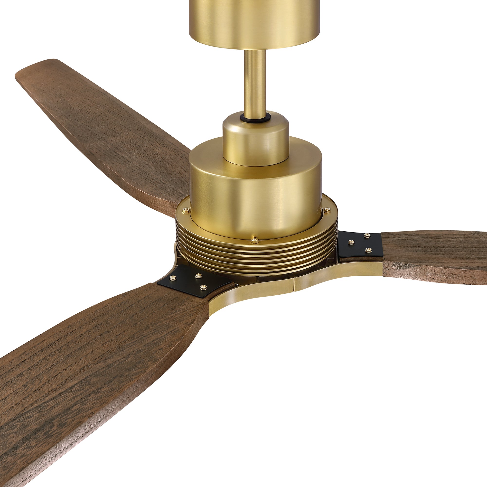 84" Soft Brass Solid Wood Blades Downrod Mount Large Ceiling Fan