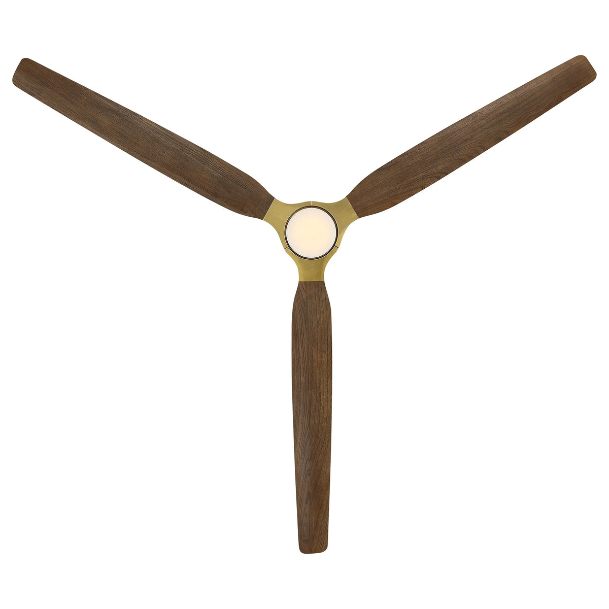 84" Soft Brass Solid Wood Blades Downrod Mount Large Ceiling Fan