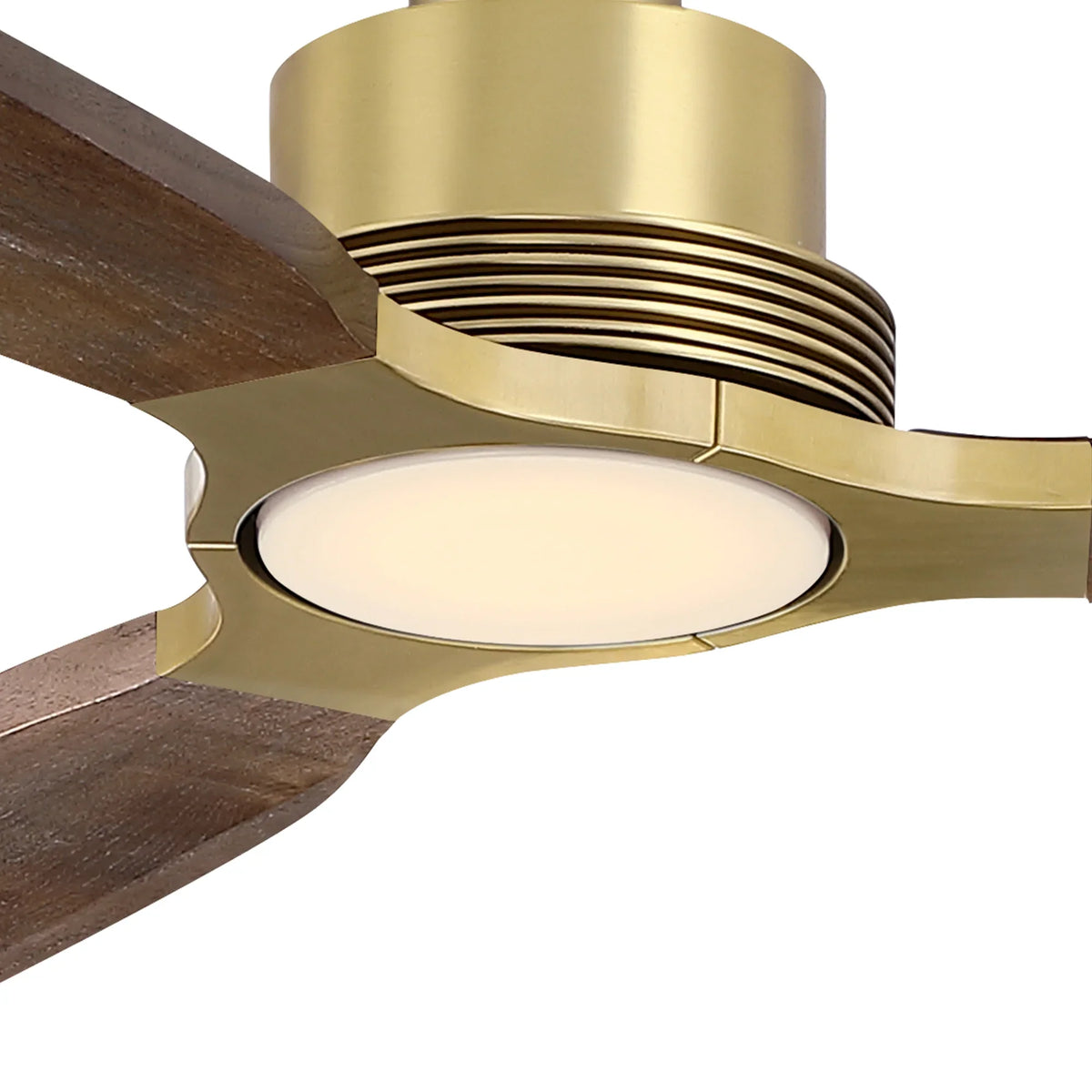 84" Soft Brass Solid Wood Blades Downrod Mount Large Ceiling Fan