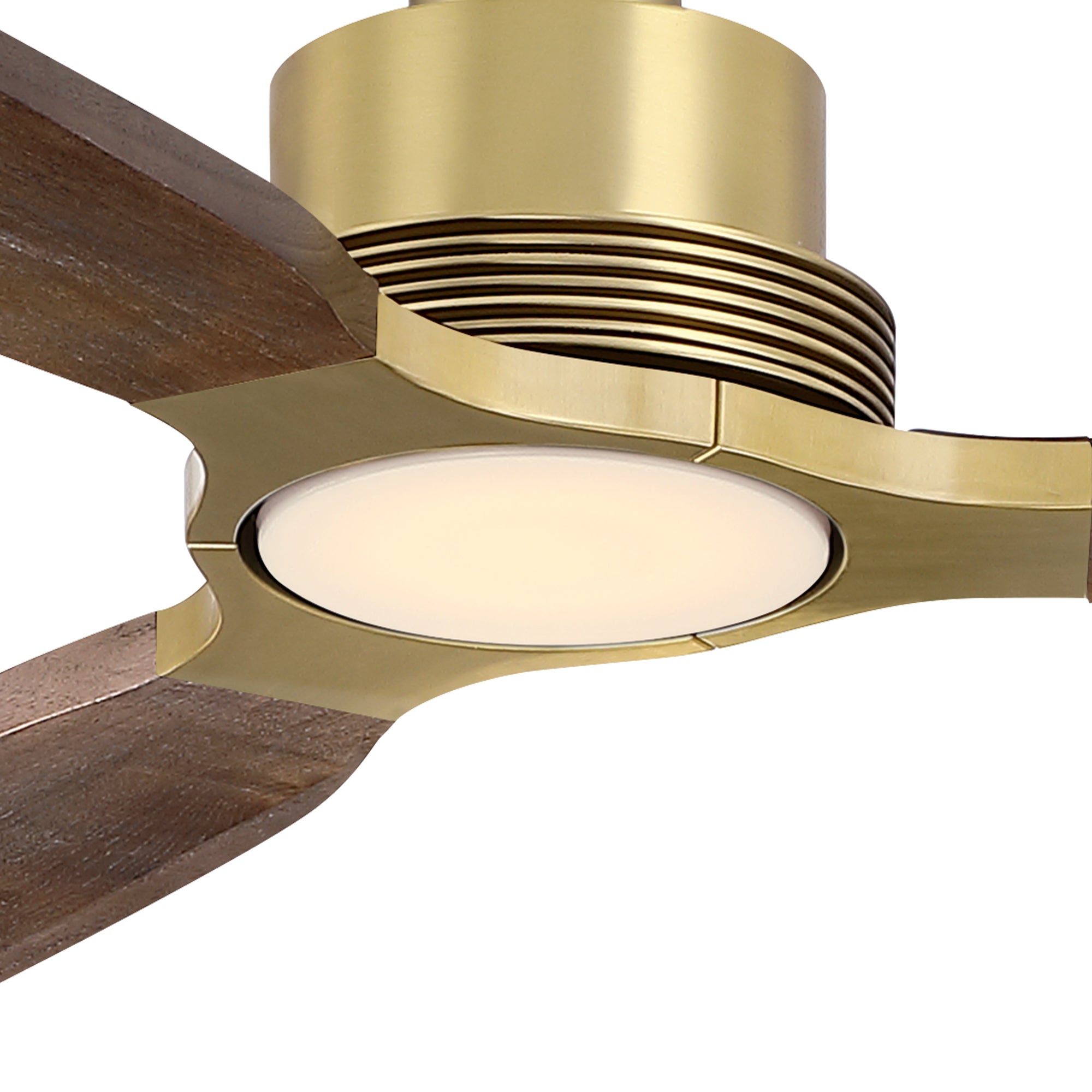 84" Soft Brass Solid Wood Blades Downrod Mount Large Ceiling Fan
