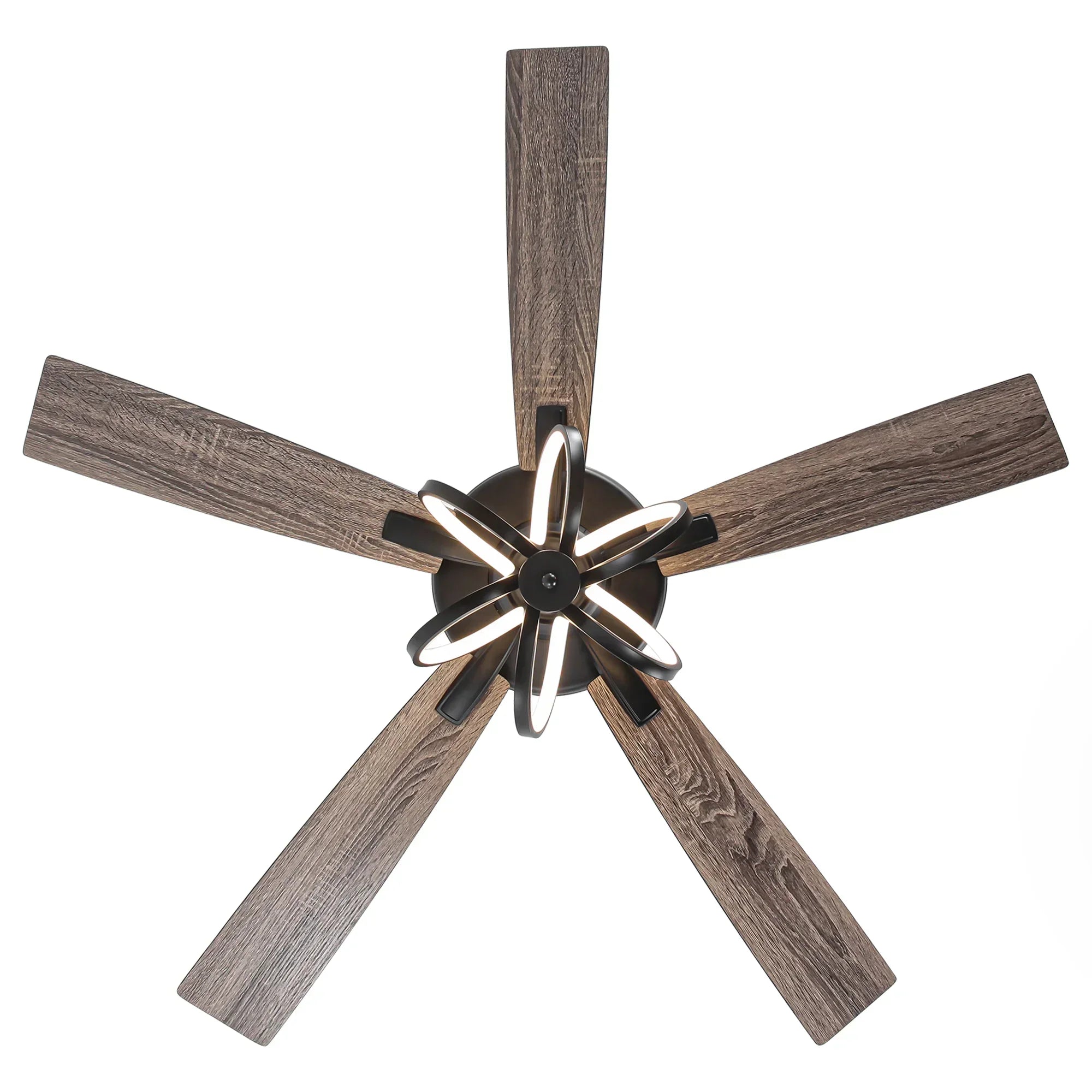 52 Inch Levi Double-sided Blades Downrod Mount LED Ceiling Fan with Remote Control