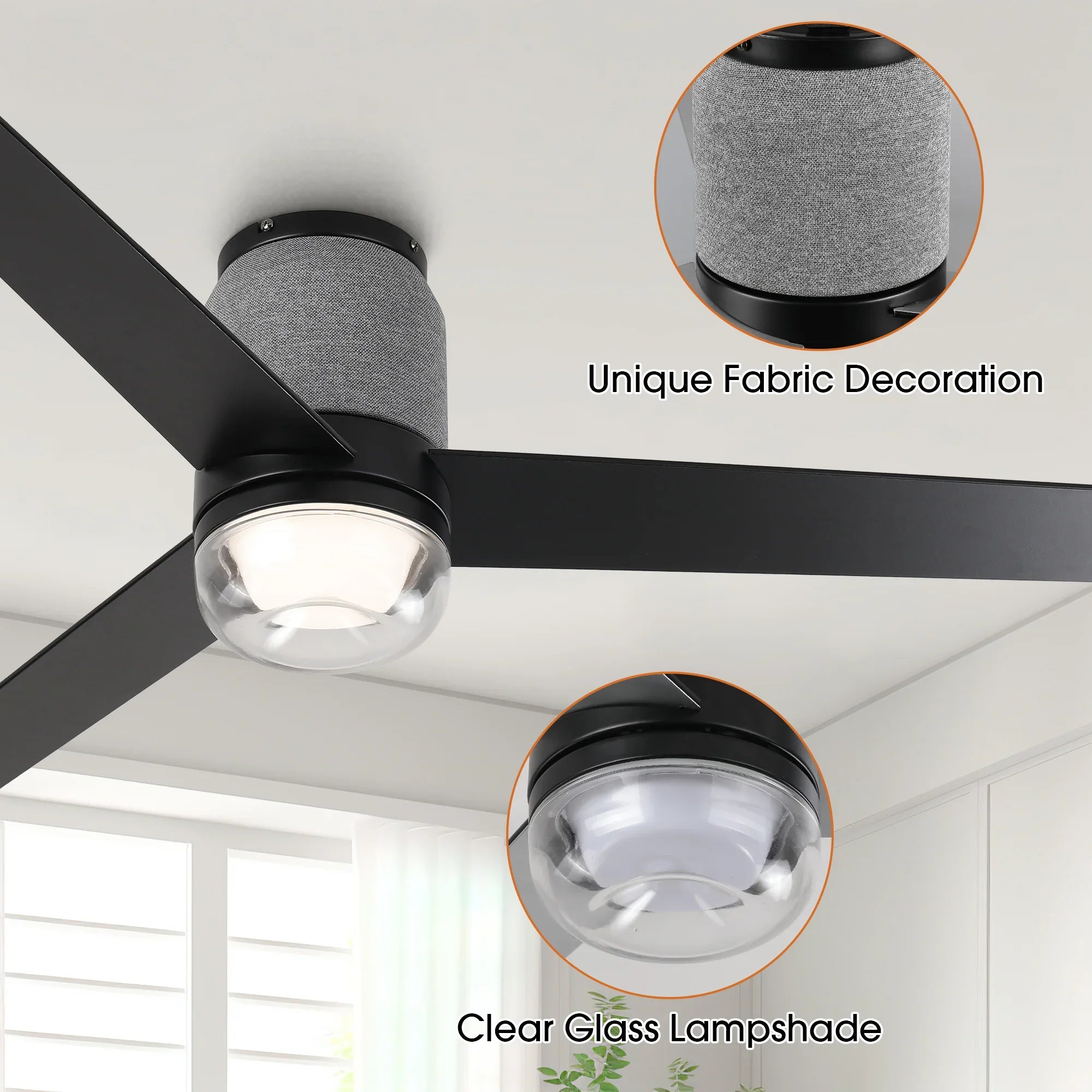 52 Inch Pearl Black RGB LED Smart Fan with Remote and App Control