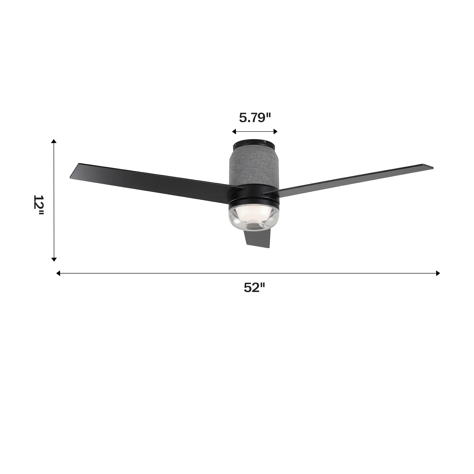 52 Inch Pearl Black RGB LED Smart Fan with Remote and App Control