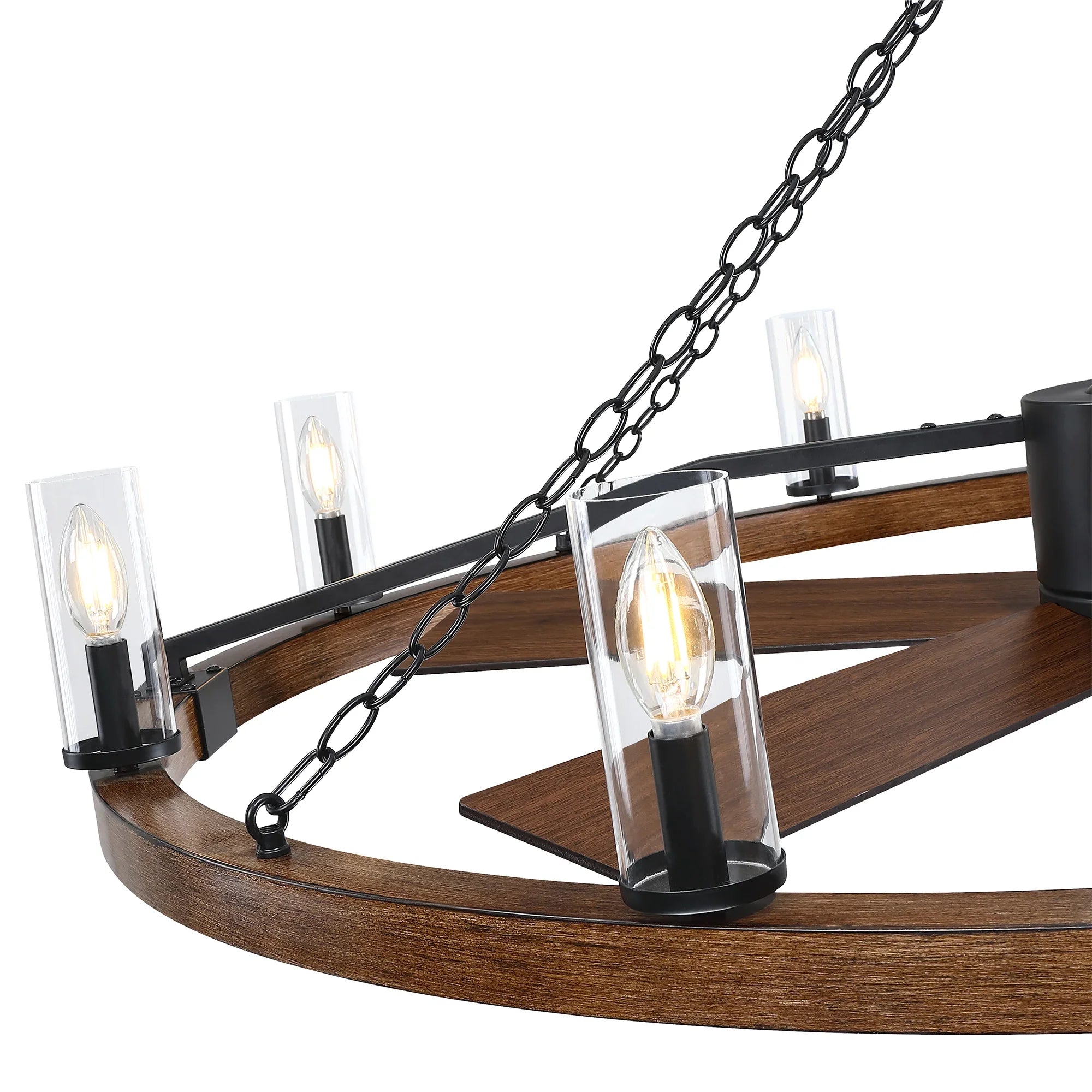 52 Inch Amelia Black Industrial Fandelier with Light and Remote Control