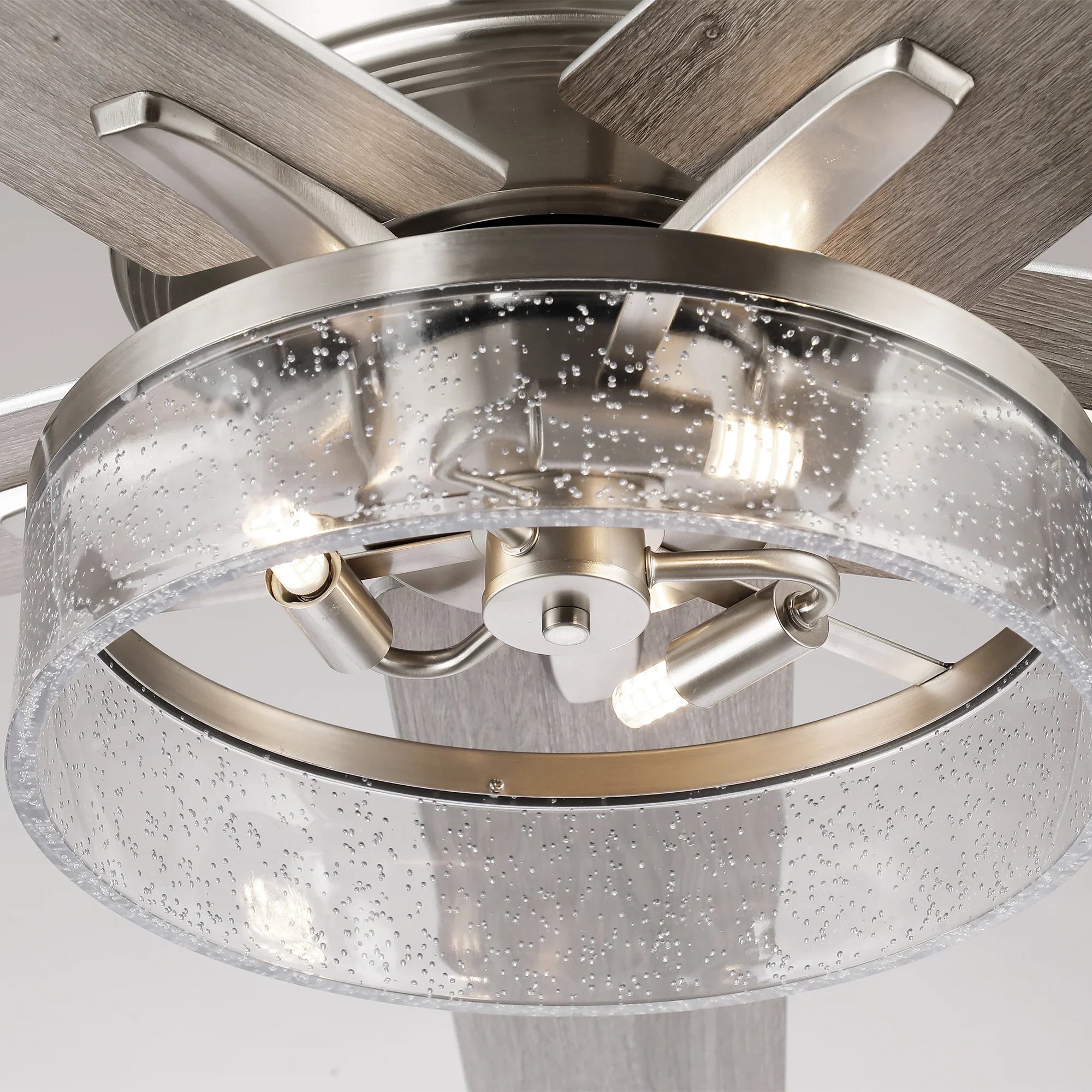 52 Inch Archer Modern Satin Nickel Ceiling Fan with Light & Remote Control