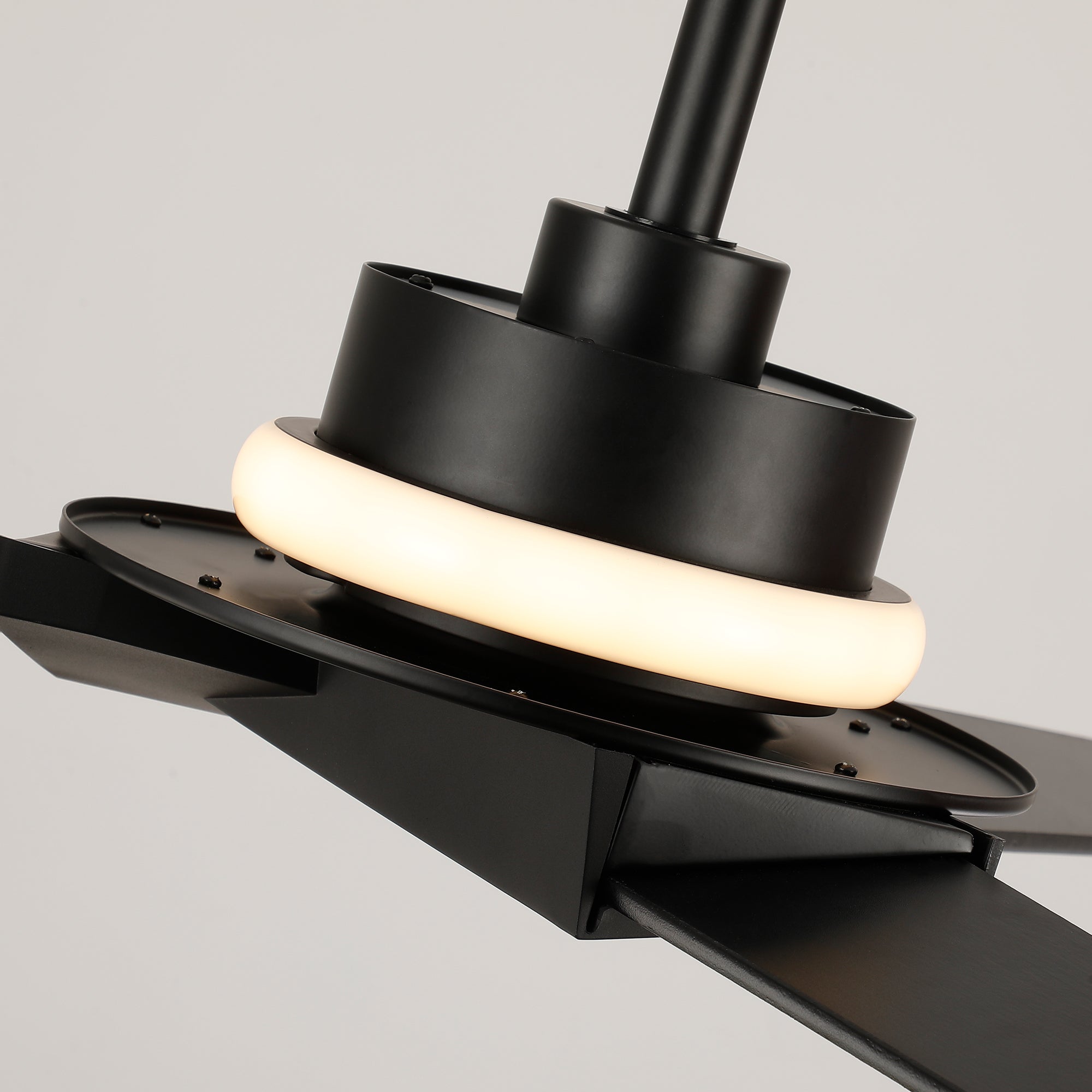 70" Abel Black Downrod Mount LED Ceiling Fan with Remote Control