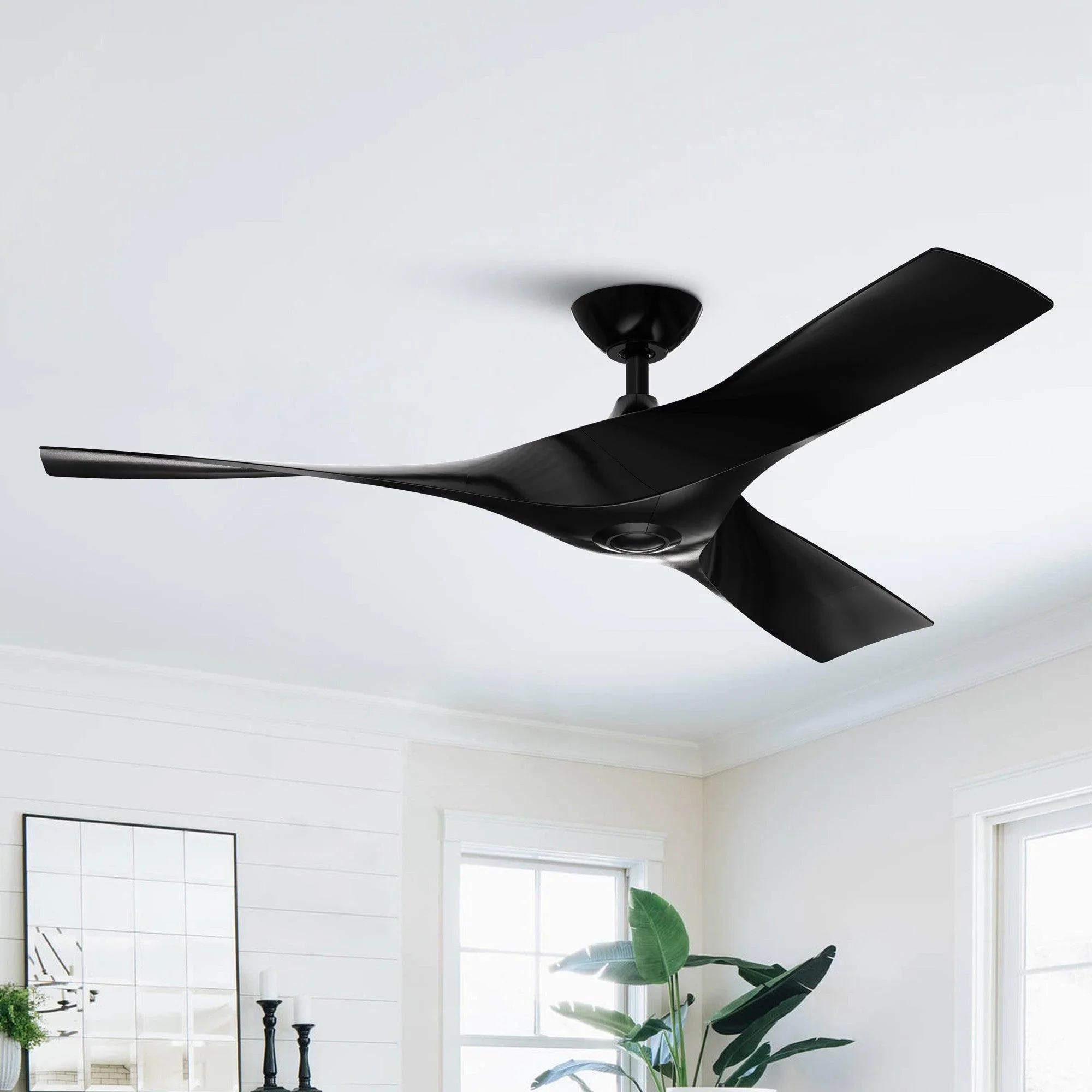 52" Windmill Industrial DC Motor Downrod Mount Reversible Ceiling Fan with Remote Control