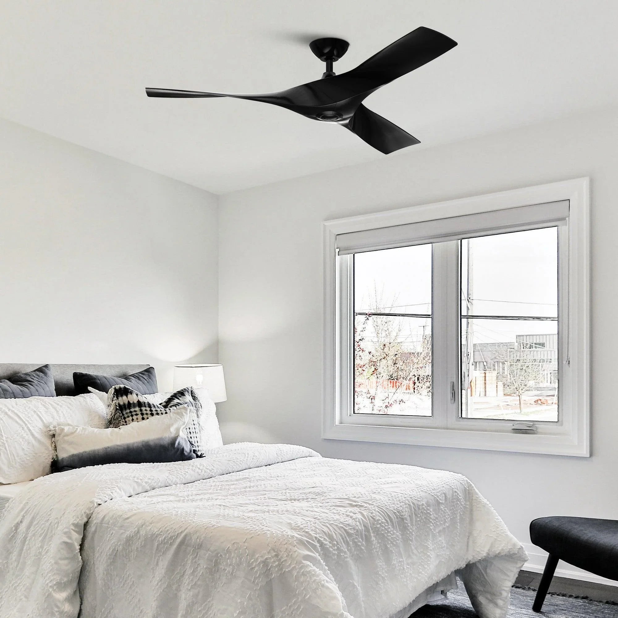 52" Windmill Industrial DC Motor Downrod Mount Reversible Ceiling Fan with Remote Control