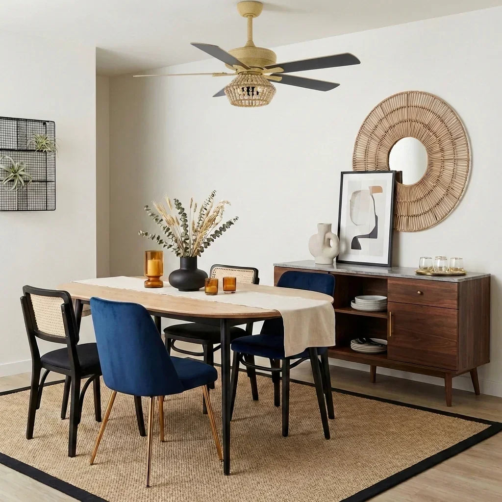 52" Pune Farmhouse Downrod Mount Reversible Ceiling Fan with Lighting and Remote Control