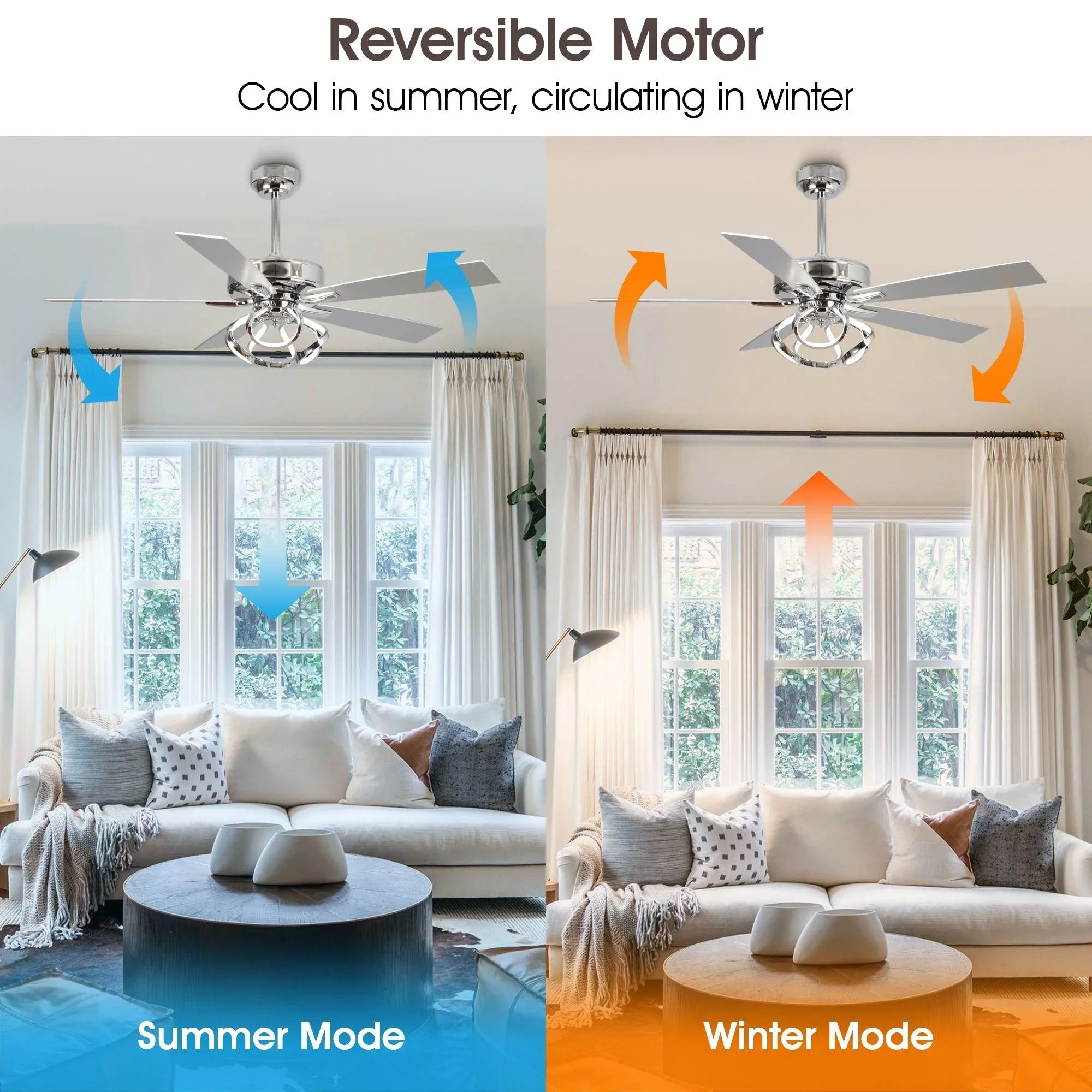 52" Zelda Modern DC Motor Downrod Mount Reversible Ceiling Fan with Remote Control