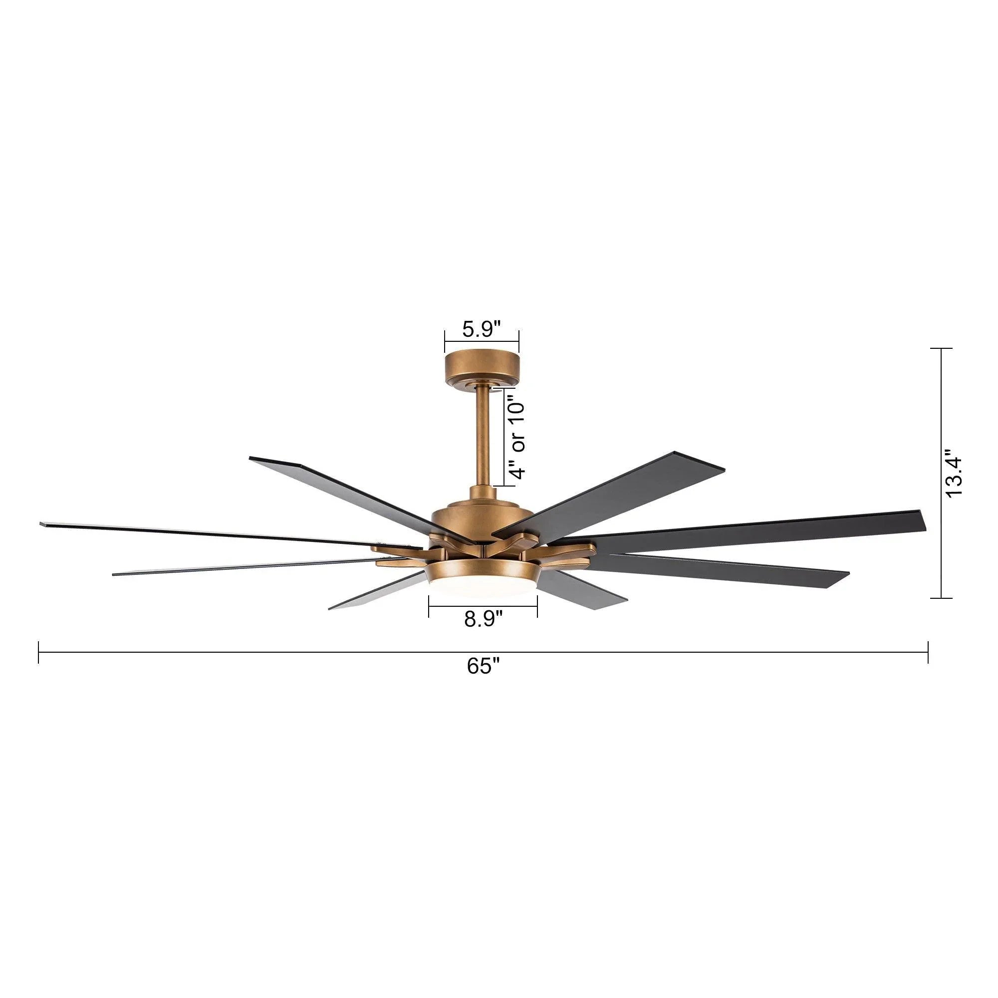 65" Balachandran Modern Brushed Nickel DC Motor Downrod Mount Ceiling Fan with Lighting and Remote Control