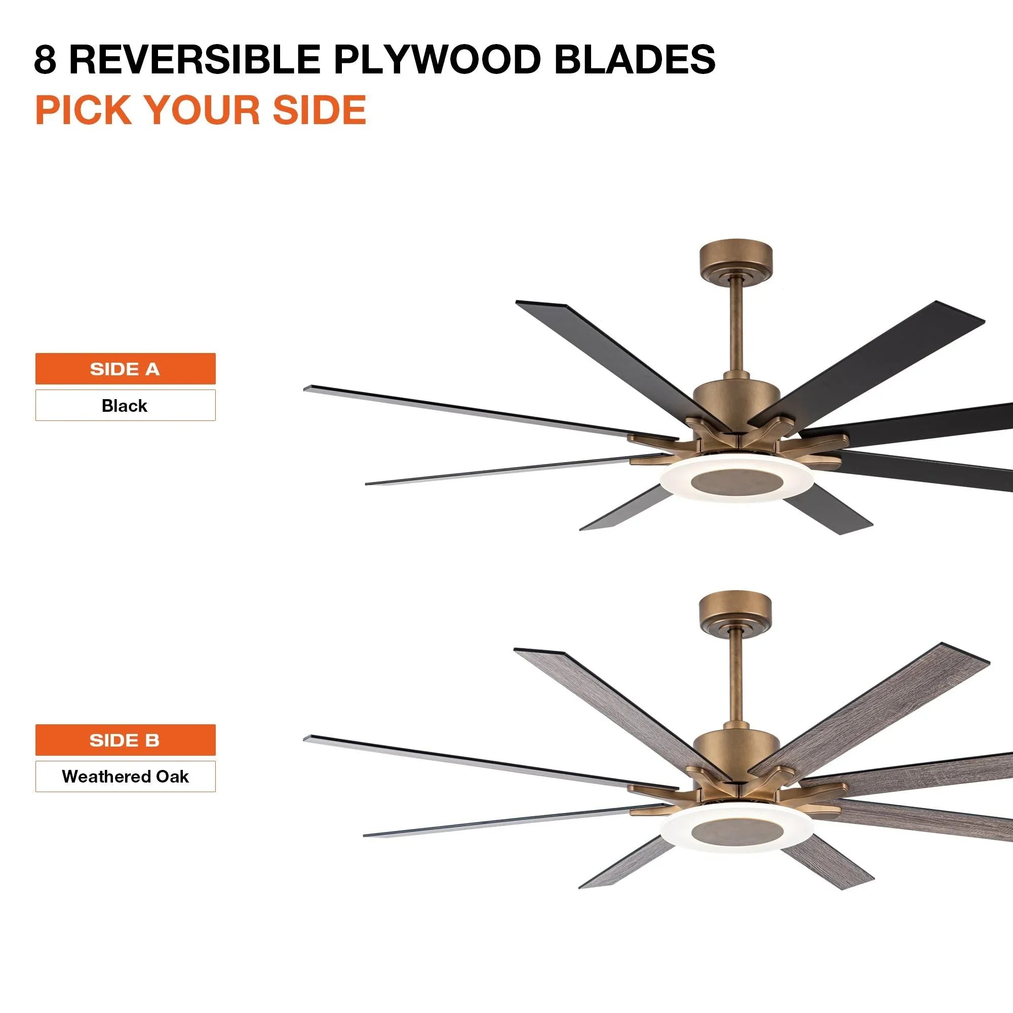65" Modern Downrod Mount Reversible Ceiling Fan with Led Lighting and Remote Control