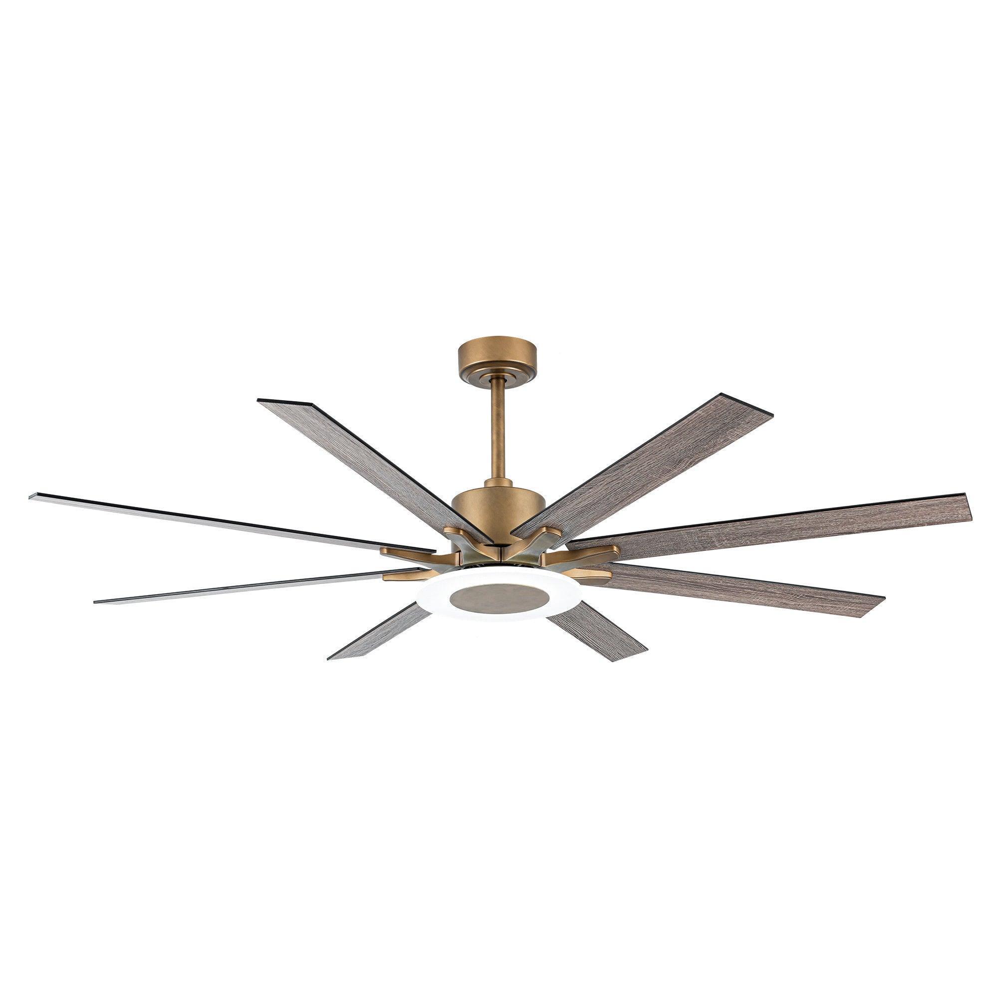 65" Modern Downrod Mount Reversible Ceiling Fan with Led Lighting and Remote Control