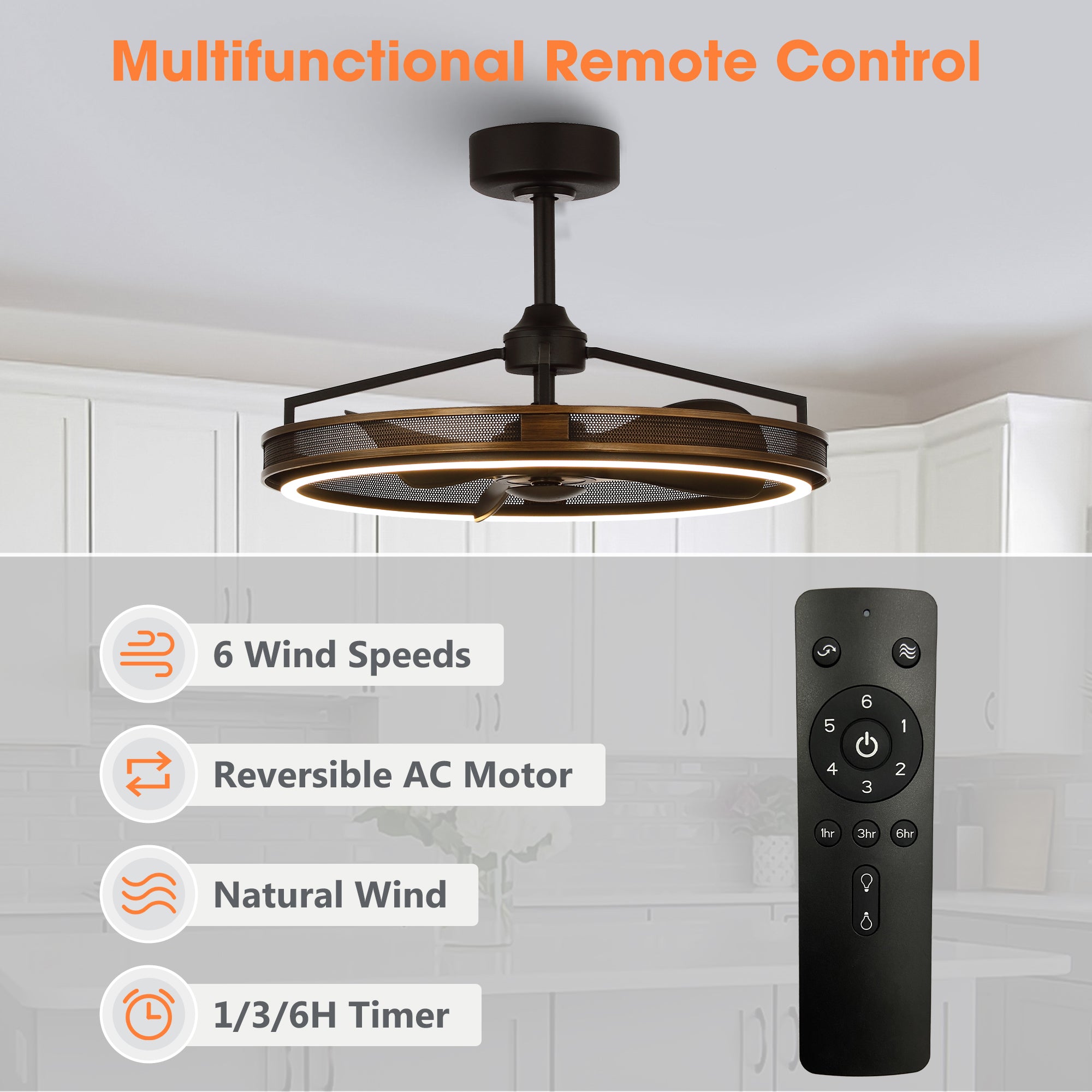 27" Jarpur Industrial Downrod Mount Ceiling Fan with LED Lighting and Remote Control