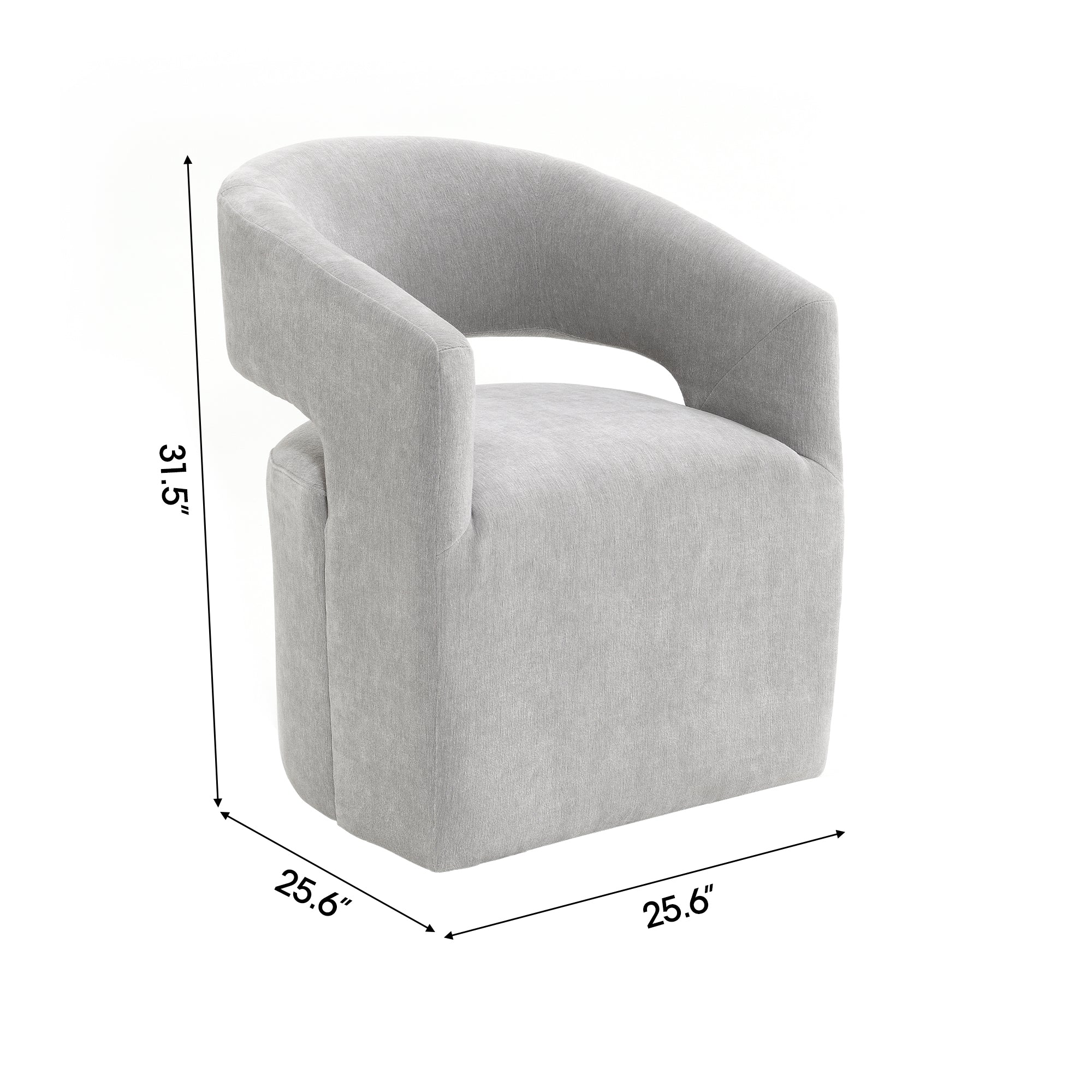 25 Inch Modern Plush Fully Upholstered Arm Chair with Casters