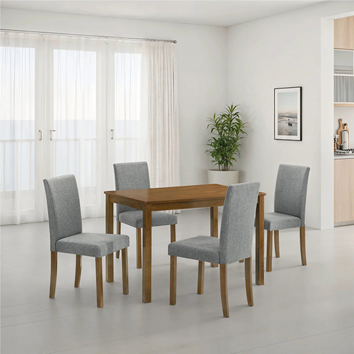 Worland 43 Inch Espresso 5-Piece Rectangle Dining Table with 4 Side Chairs
