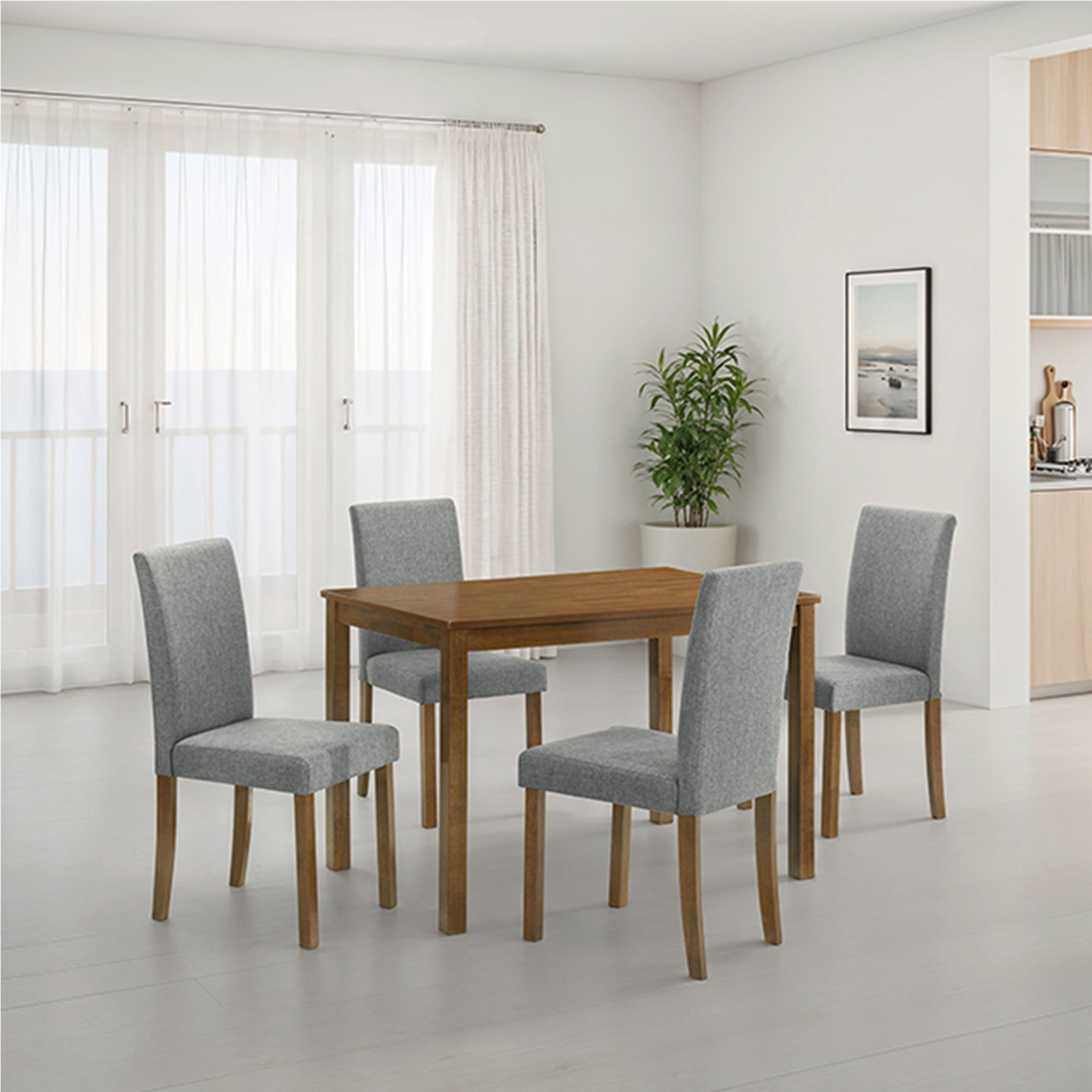 Worland 43 Inch Espresso 5-Piece Rectangle Dining Table with 4 Side Chairs