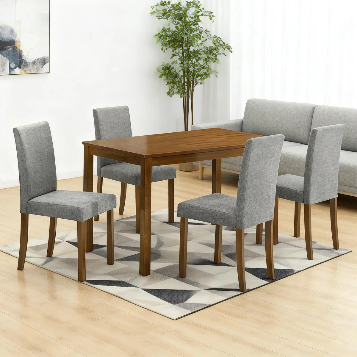 Worland 43 Inch Espresso 5-Piece Rectangle Dining Table with 4 Side Chairs