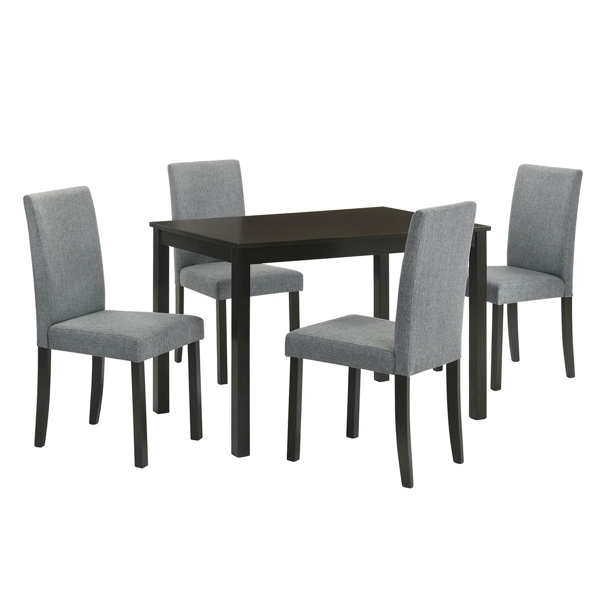 Worland 43 Inch Espresso 5-Piece Rectangle Dining Table with 4 Side Chairs