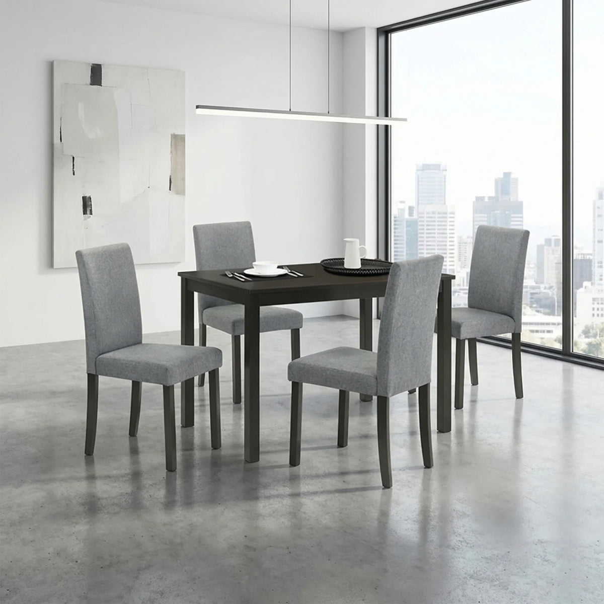 Worland 43 Inch Espresso 5-Piece Rectangle Dining Table with 4 Side Chairs