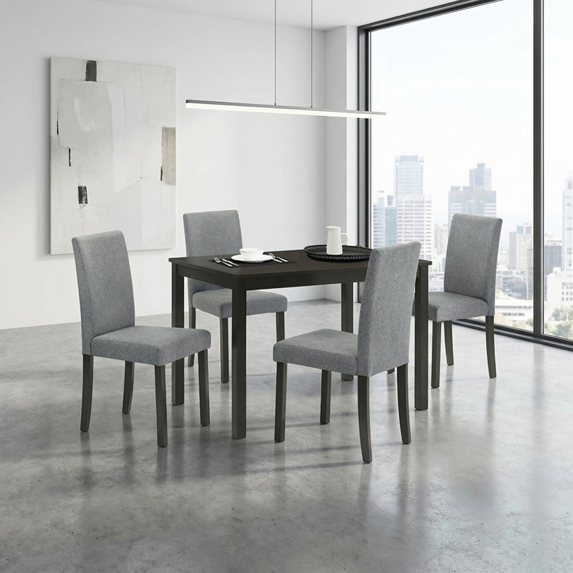 Worland 43 Inch Espresso 5-Piece Rectangle Dining Table with 4 Side Chairs