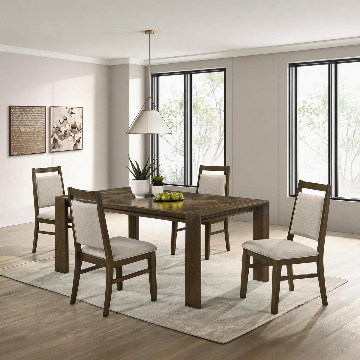 Coppet 71" Dark Walnut Rectangle Dining Table with Side Chairs