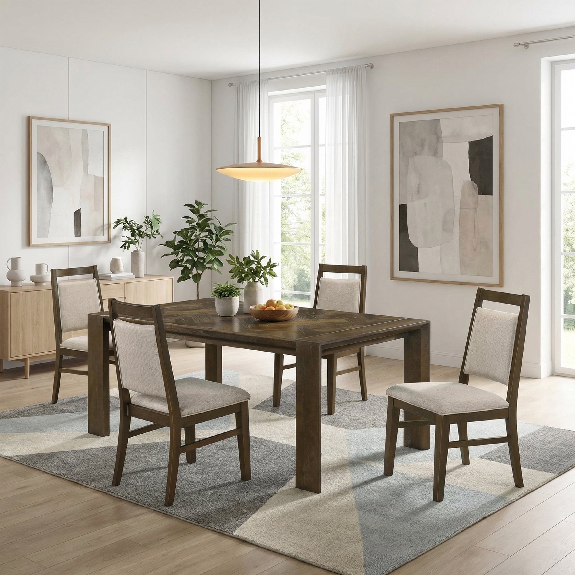 Coppet 71" Dark Walnut Rectangle Dining Table with Side Chairs