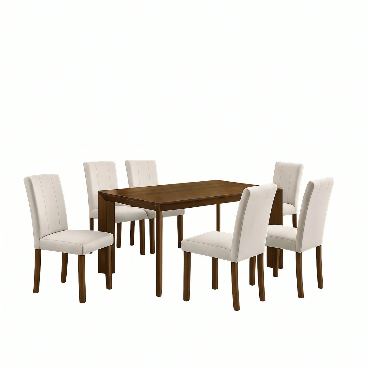 Paolino 7-Piece Antique Brown Rectangle Dining Table Set with 6 Side Chairs