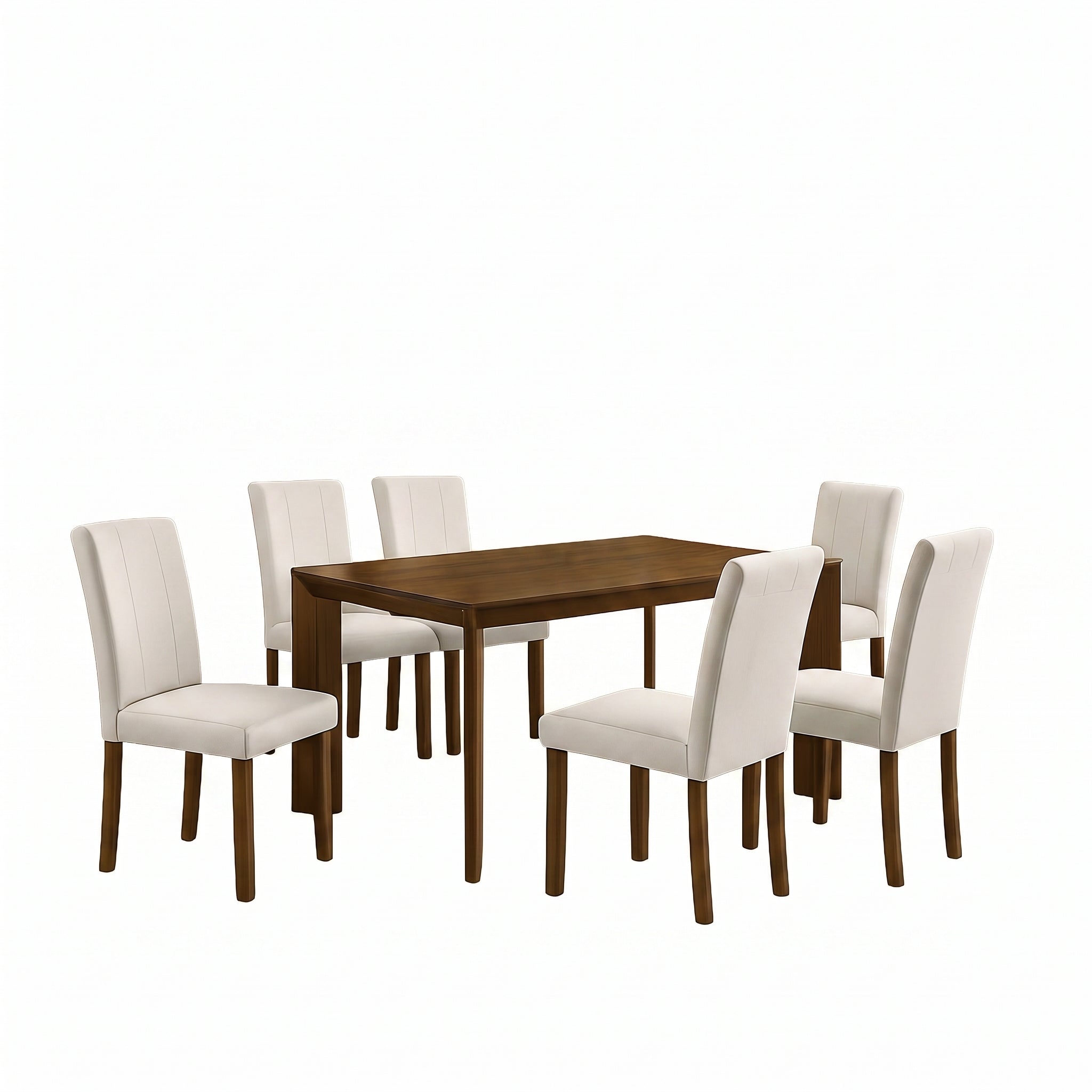 Paolino 7-Piece Antique Brown Rectangle Dining Table Set with 6 Side Chairs