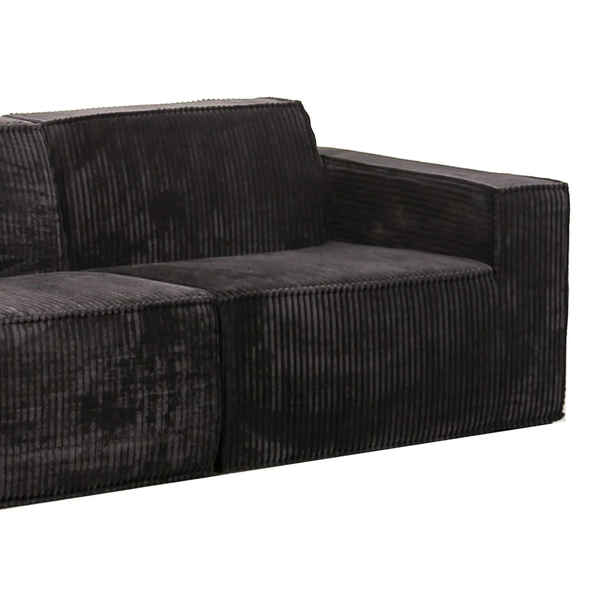 Black Corduroy Modular Compressed Sofa & Loveseat with Track Arms
