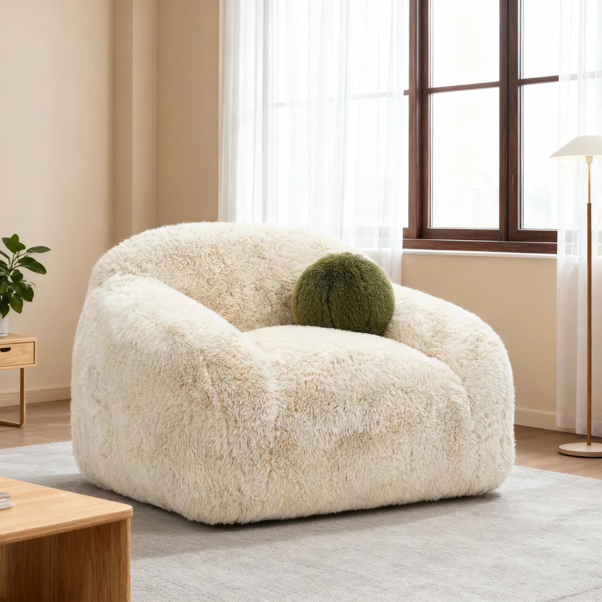 43 Inch Darwen Modern 360-Degree Swivel Chair with Ball Pillow