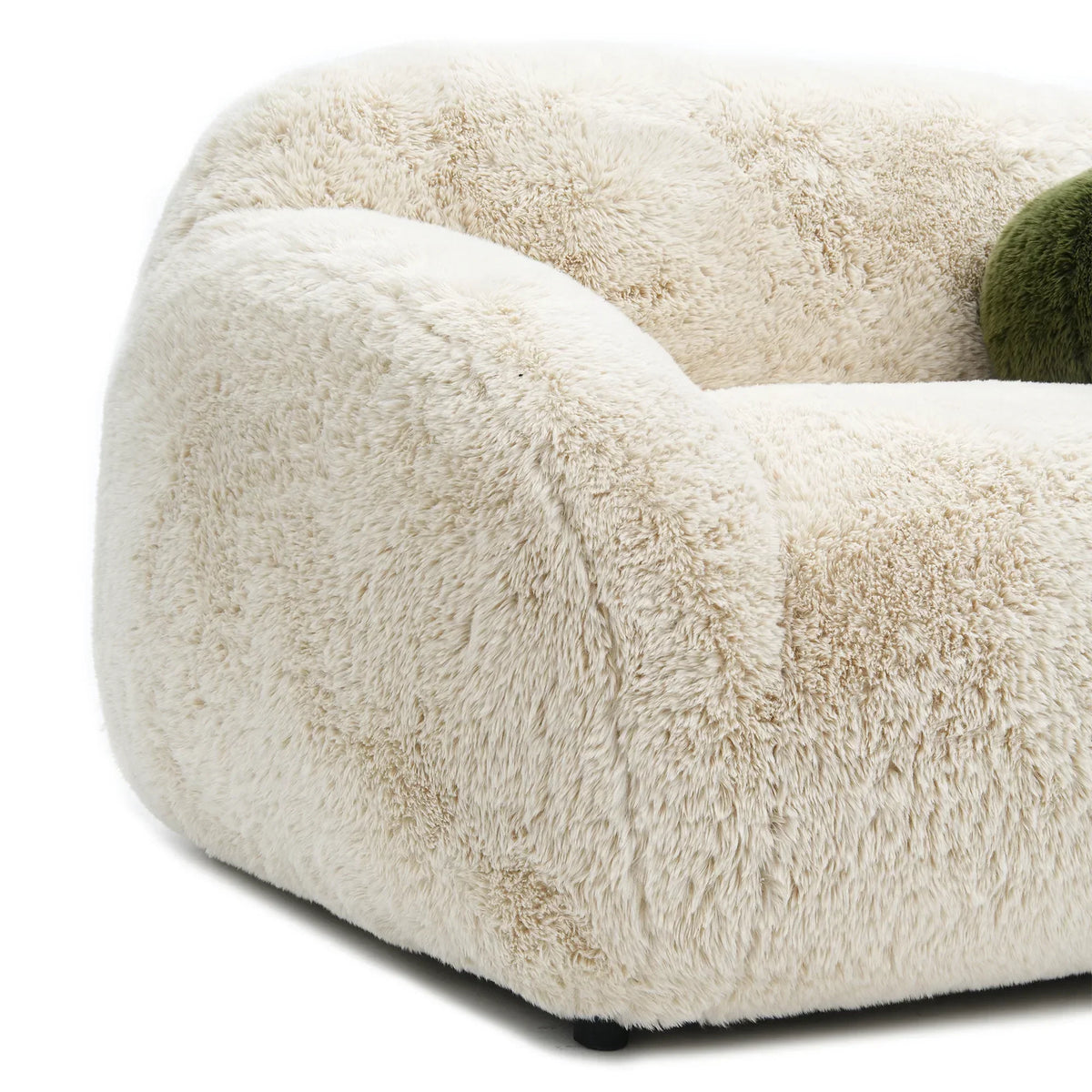 66 Inch Darwen Modern Faux Fur Loveseat with Ball Pillow