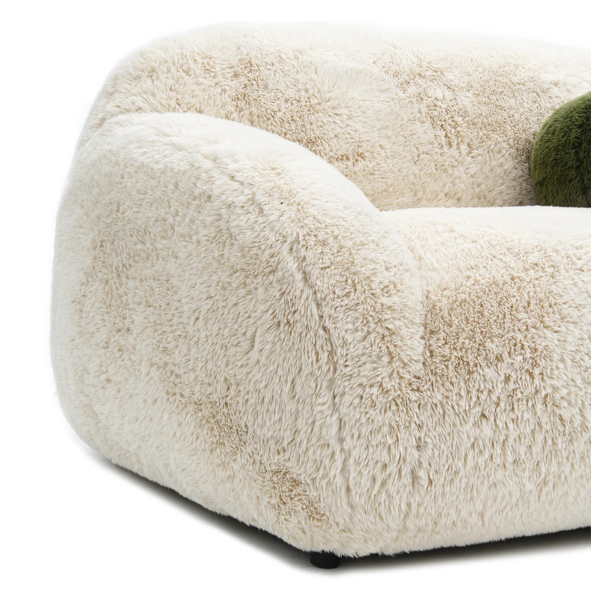 66 Inch Darwen Modern Faux Fur Loveseat with Ball Pillow