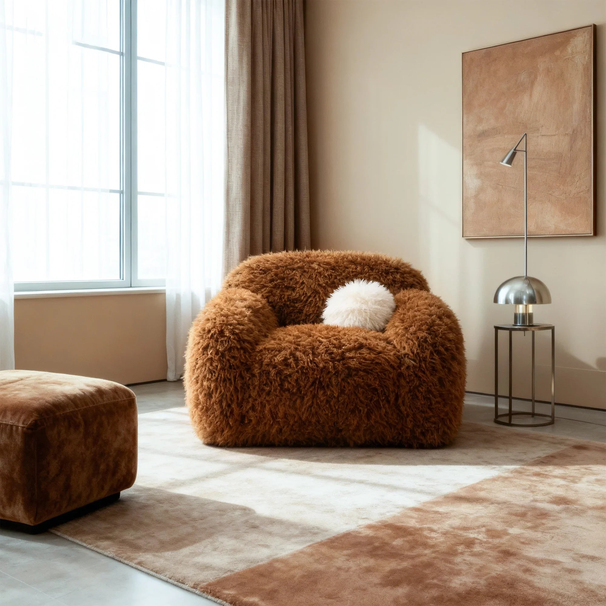 43 Inch Darwen Modern 360-Degree Swivel Chair with Ball Pillow
