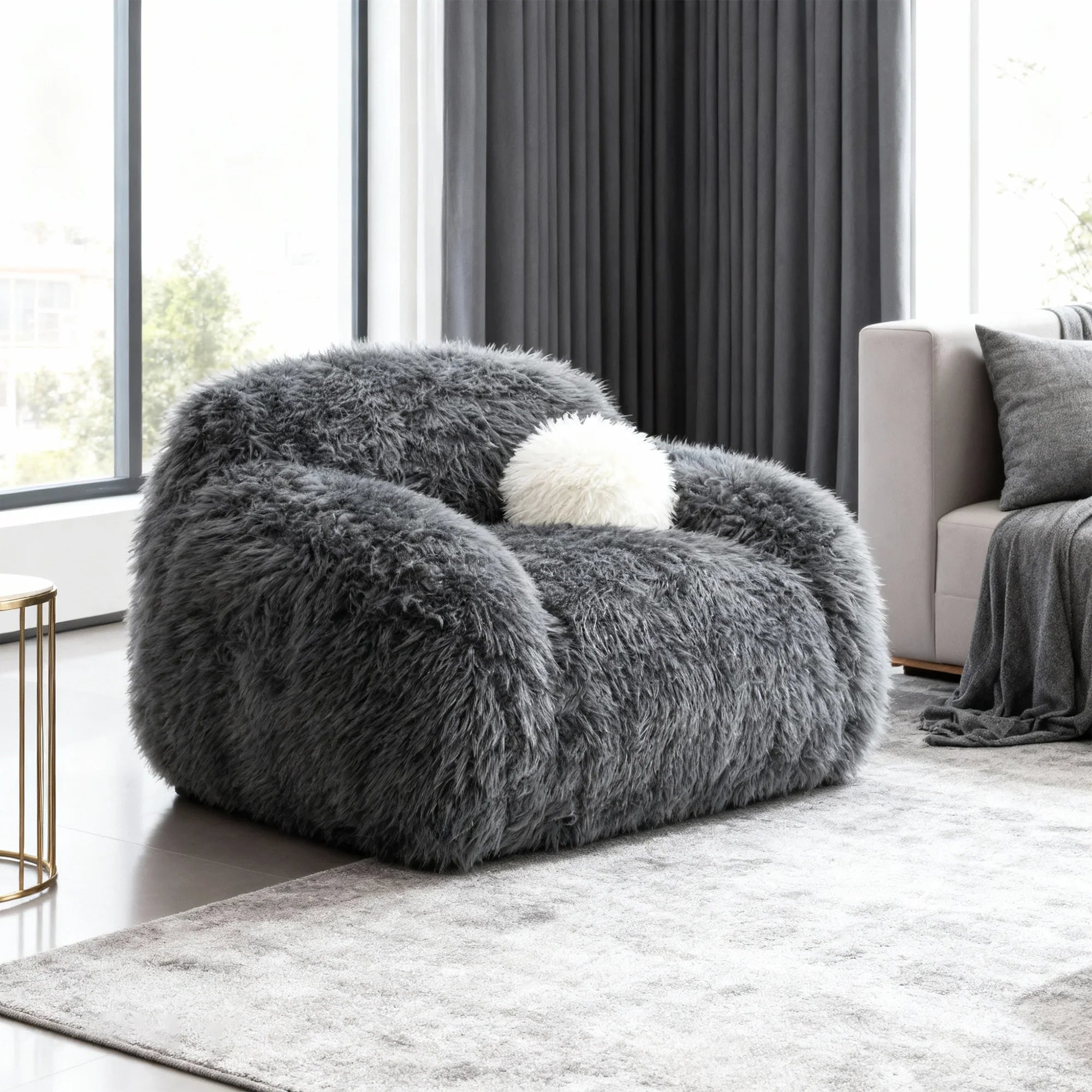 43 Inch Darwen Modern 360-Degree Swivel Chair with Ball Pillow
